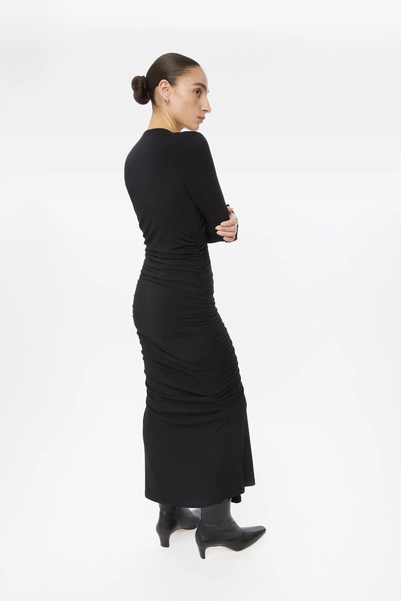 Modal Ruched Asymmetric Midi Dress