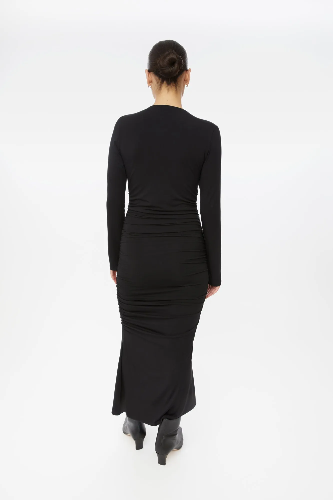 Modal Ruched Asymmetric Midi Dress