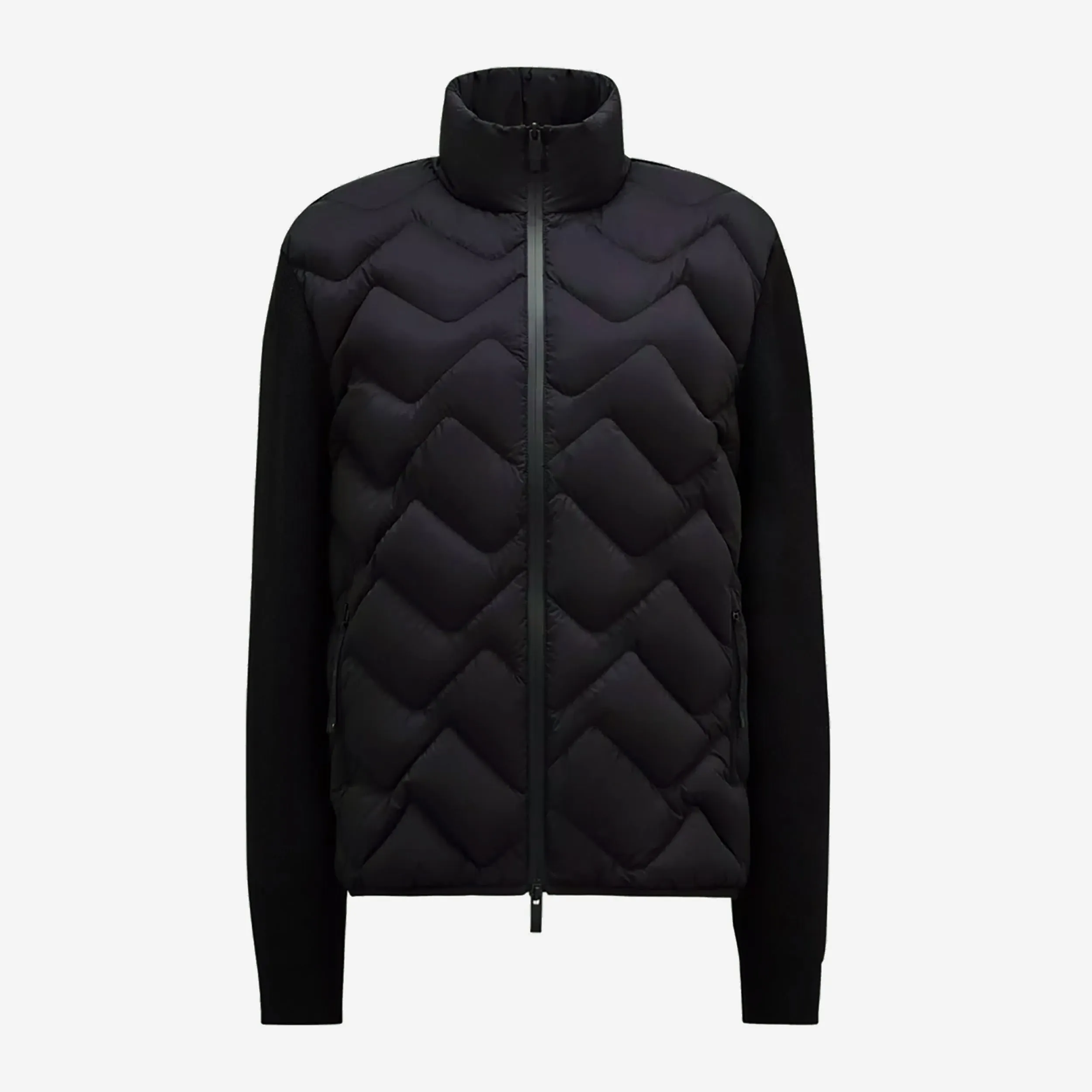 Moncler Padded Wool Blend Zip Up Cardigan