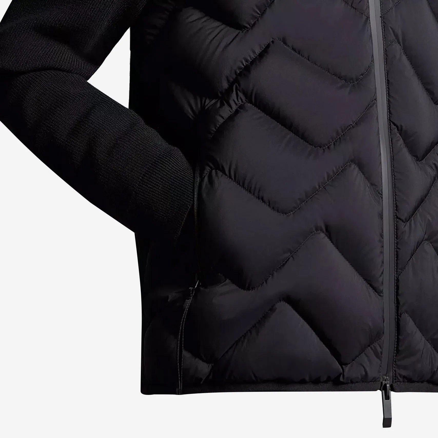 Moncler Padded Wool Blend Zip Up Cardigan