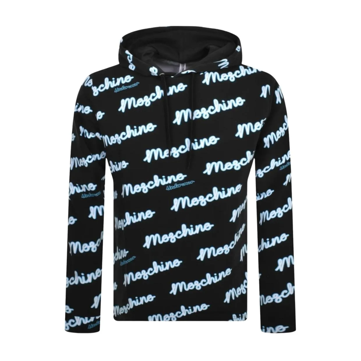 Moschino Underwear Contrast Logo All-Over Black Hoodie