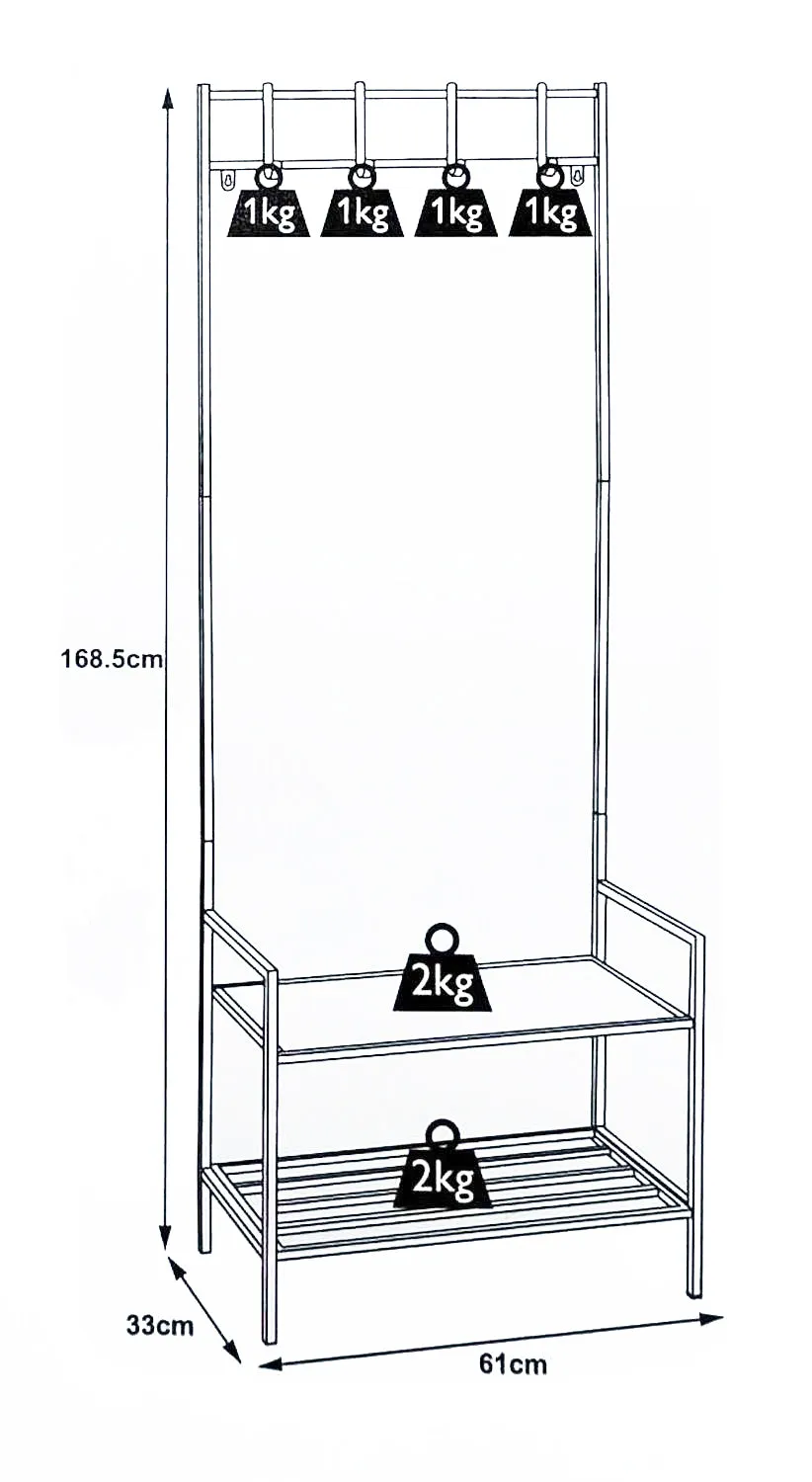 Multi-Functional Standing Coat Rack with Shoe Storage