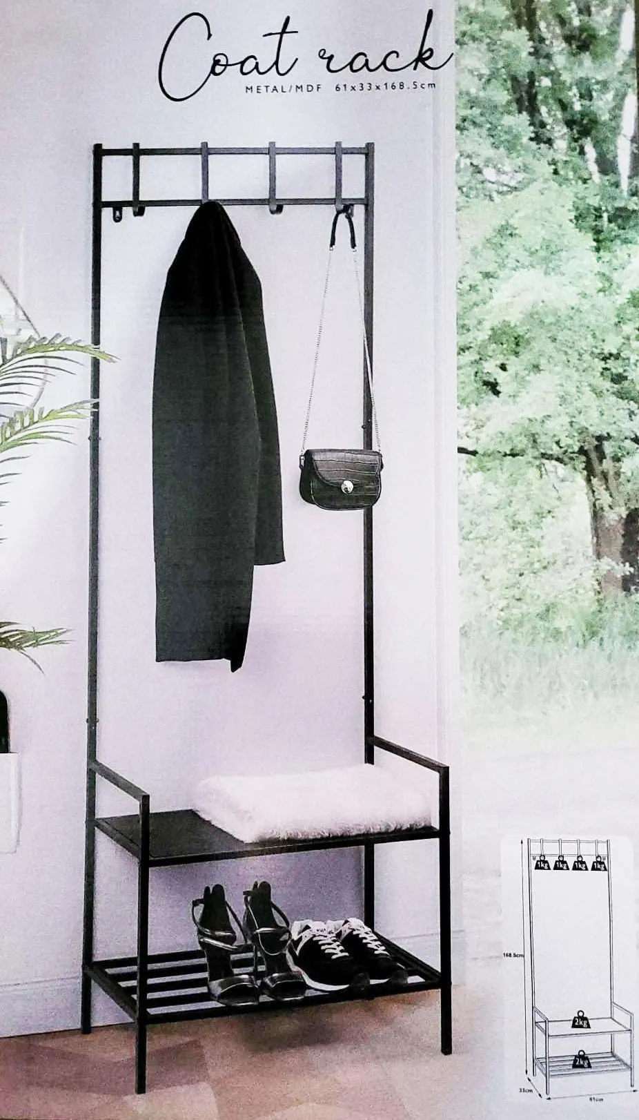 Multi-Functional Standing Coat Rack with Shoe Storage