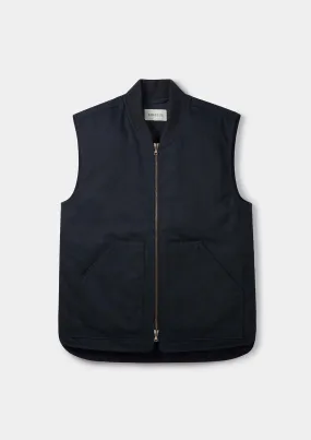 Navy Cotton Twill Gilet