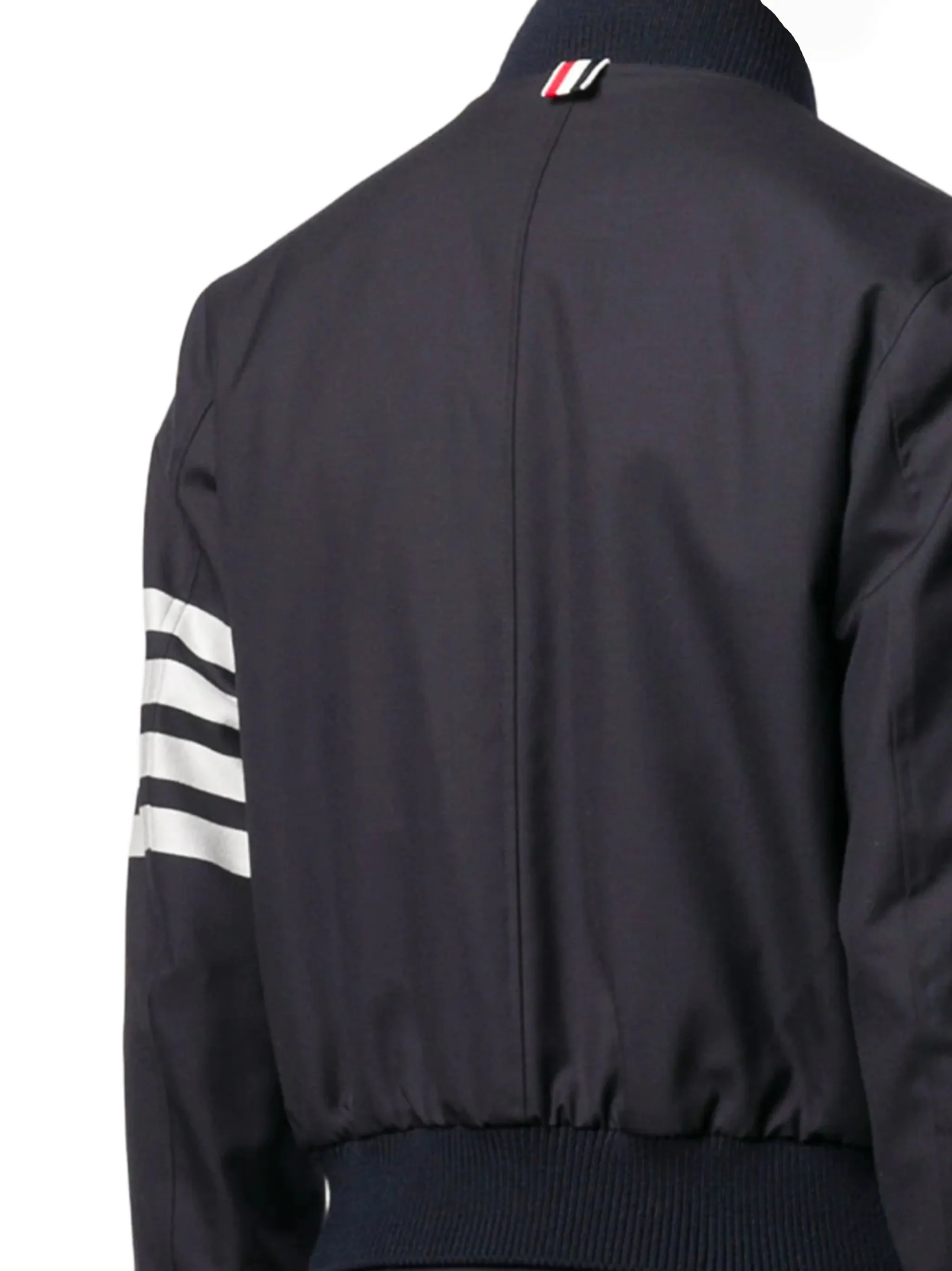 Navy Wool Stripe Bomber Jacket