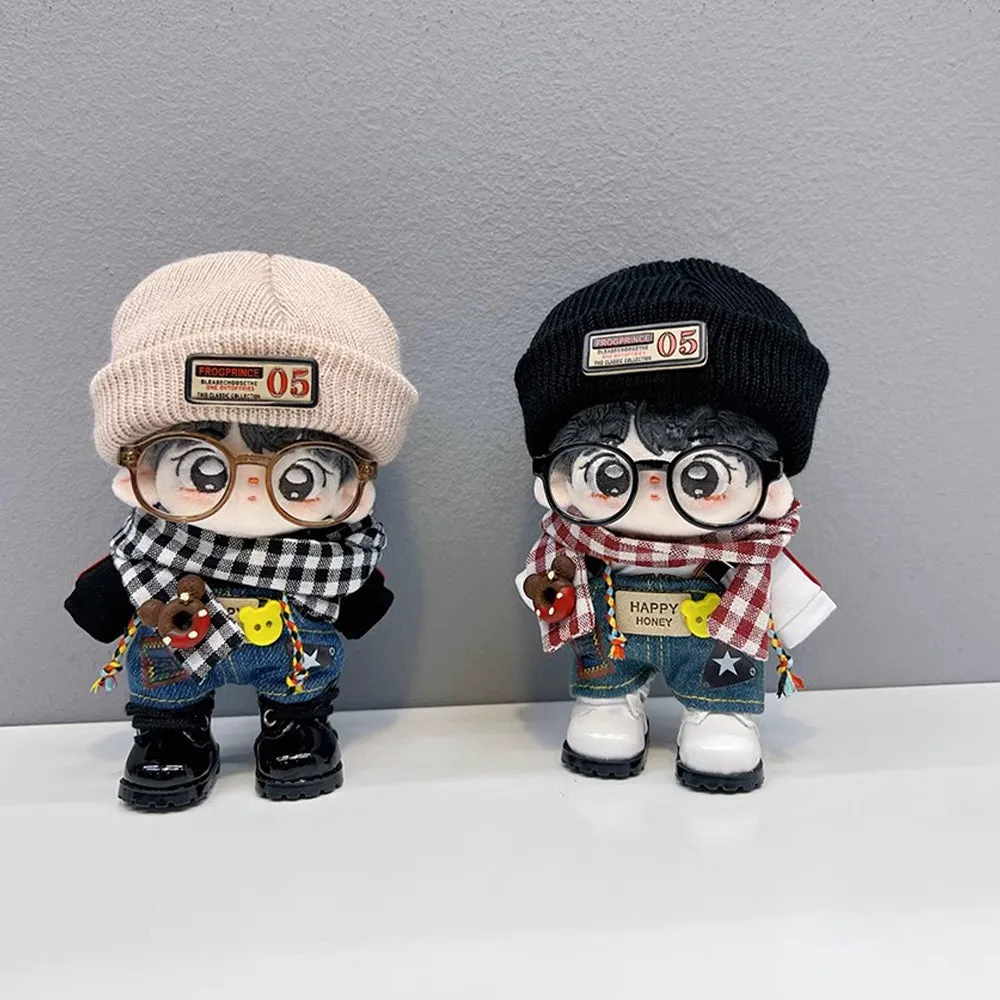 niannyyhouse 10cm Plush Doll Clothes Plaid Scarf Knit Hat Hoodie Bib Pants Glasses Shoes Forest Outfit Doll Accessories Dress Up