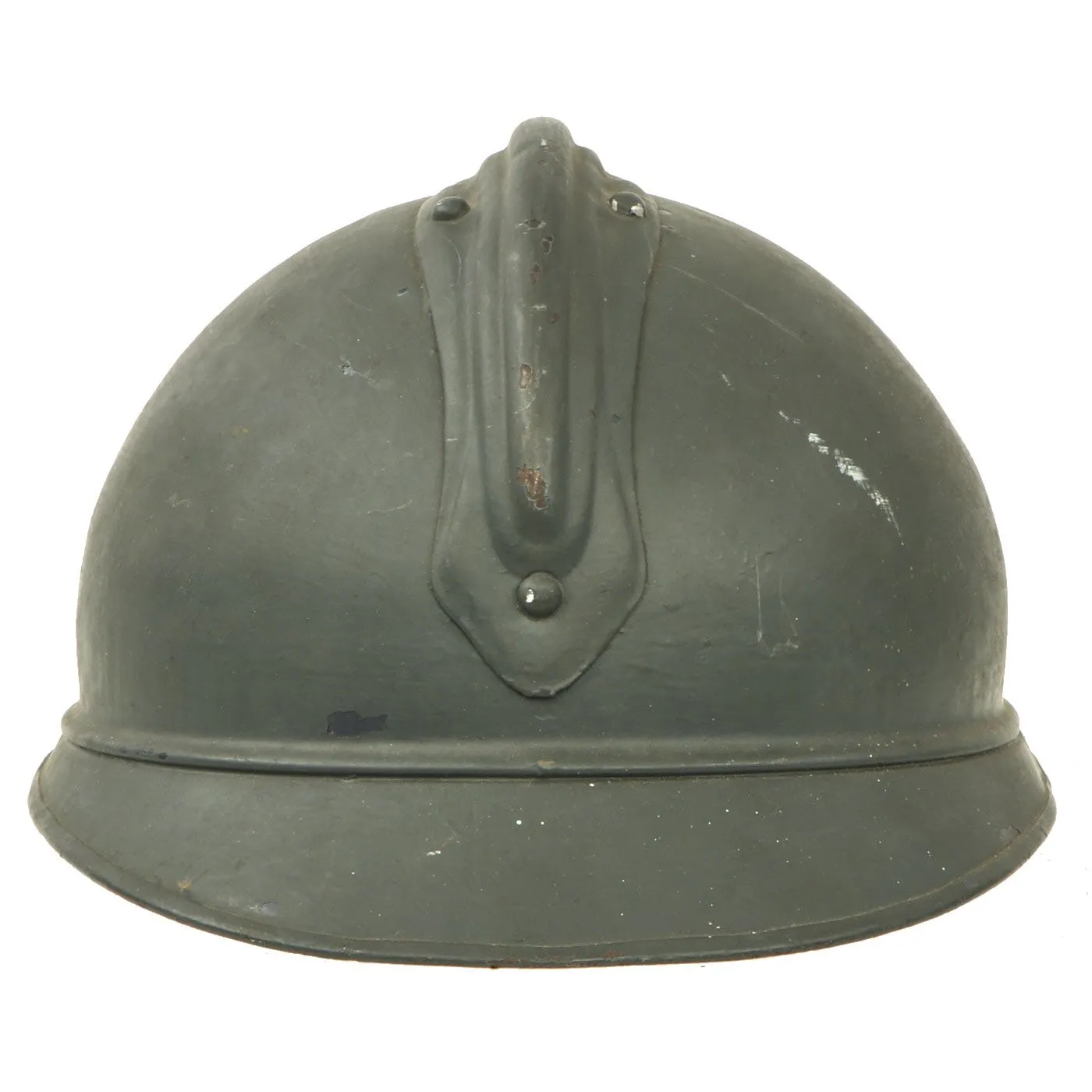 Original French WWI Model 1915 Adrian Helmet in Horizon Blue with Combat Engineer Badge