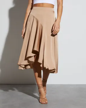 Palmer Satin Ruffle Midi Skirt