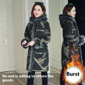 Parka Fur Female Large Fur Collar Cotton Clothes