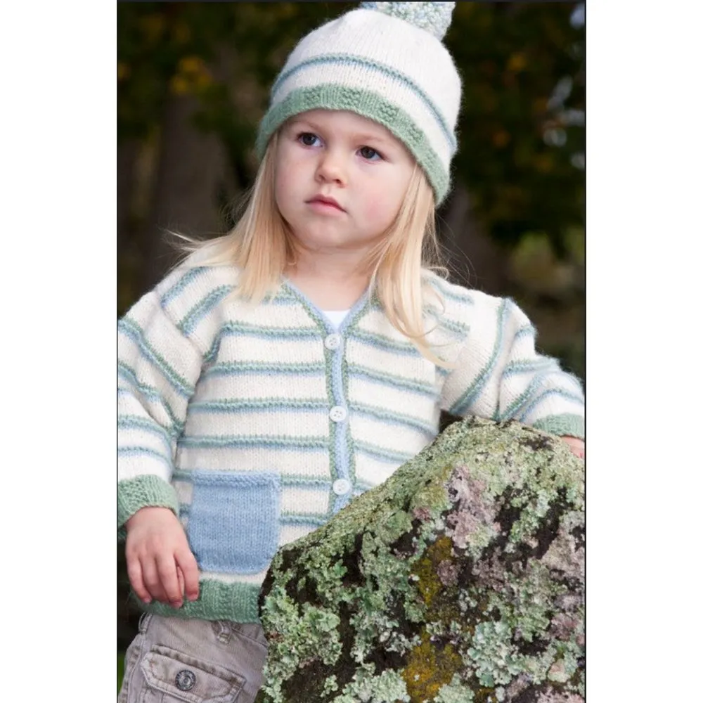 Peppermint Cream Cardigan & Hat Knitting Pattern - 8 Ply (LF02)