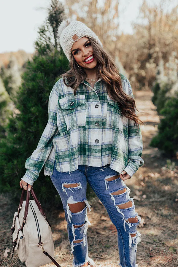 Peppermint Crush Flannel Top In Green