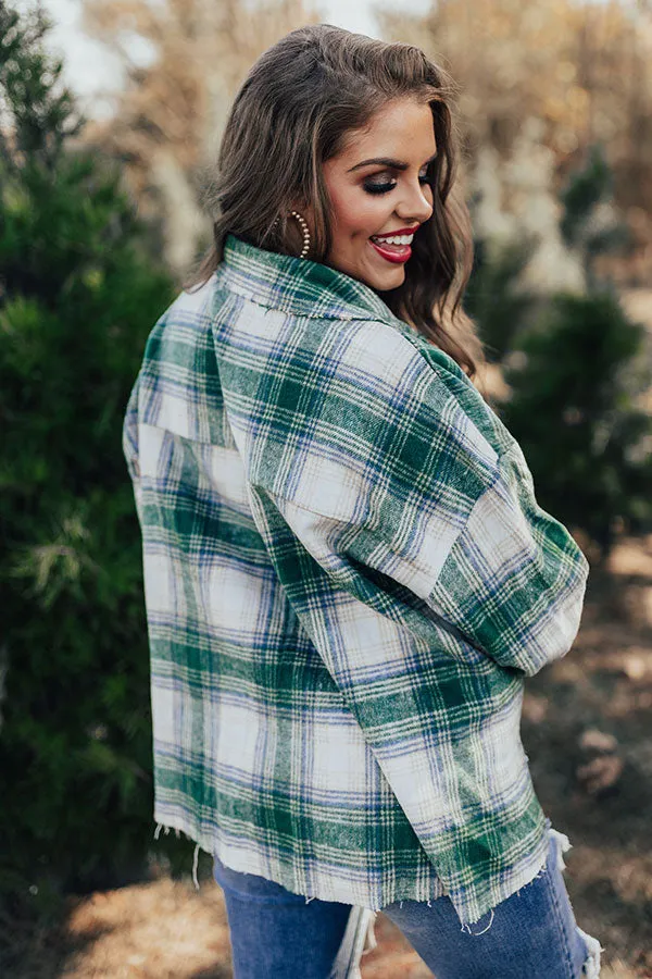 Peppermint Crush Flannel Top In Green