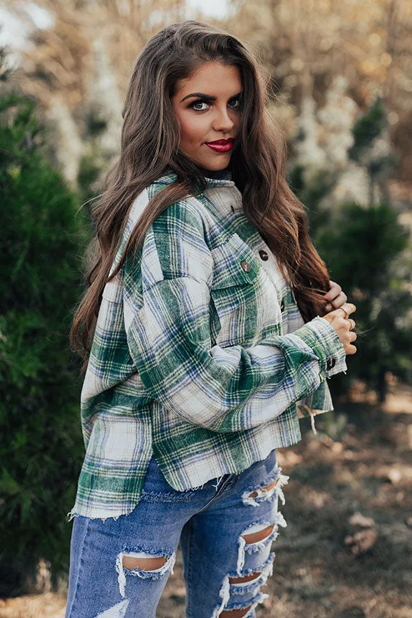 Peppermint Crush Flannel Top In Green