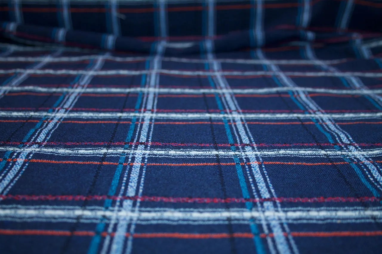 Plaid Cotton Double Cloth - Blue Tones