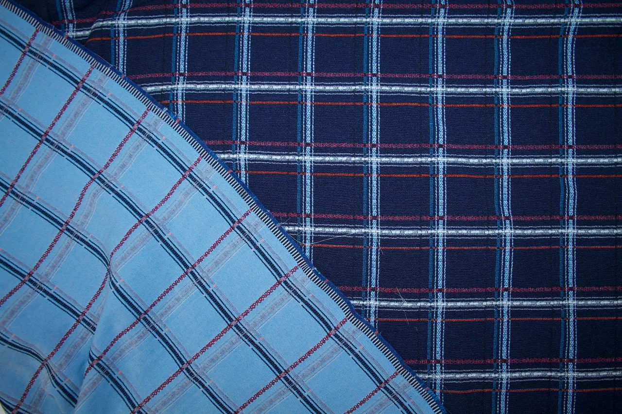 Plaid Cotton Double Cloth - Blue Tones