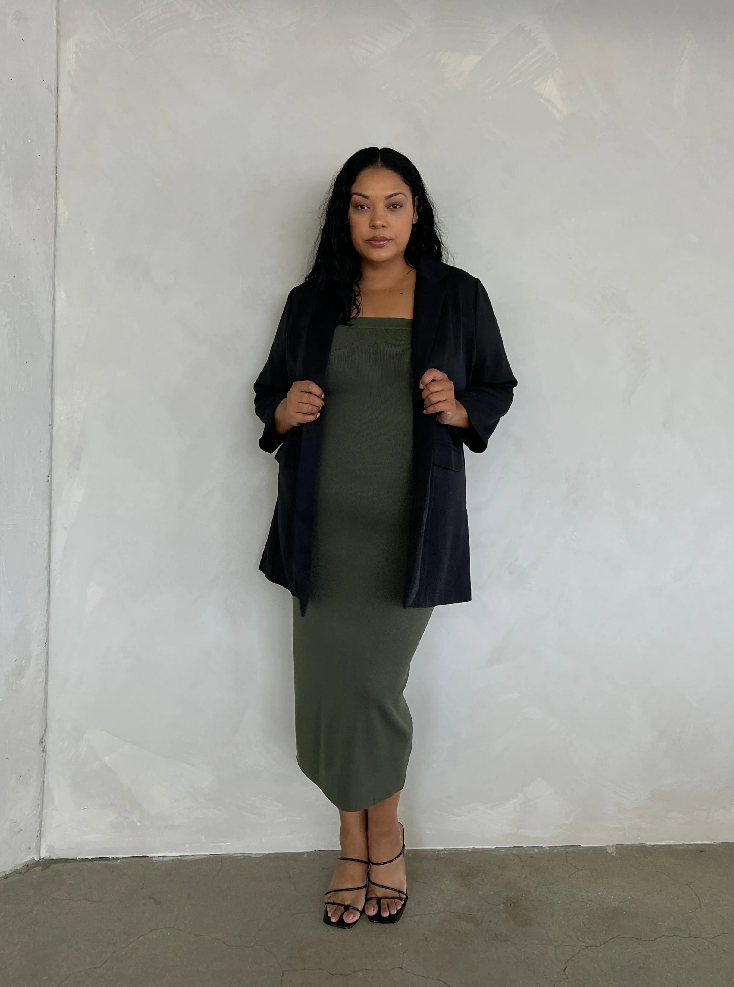 Plus Size Knit Tube Midi Dress