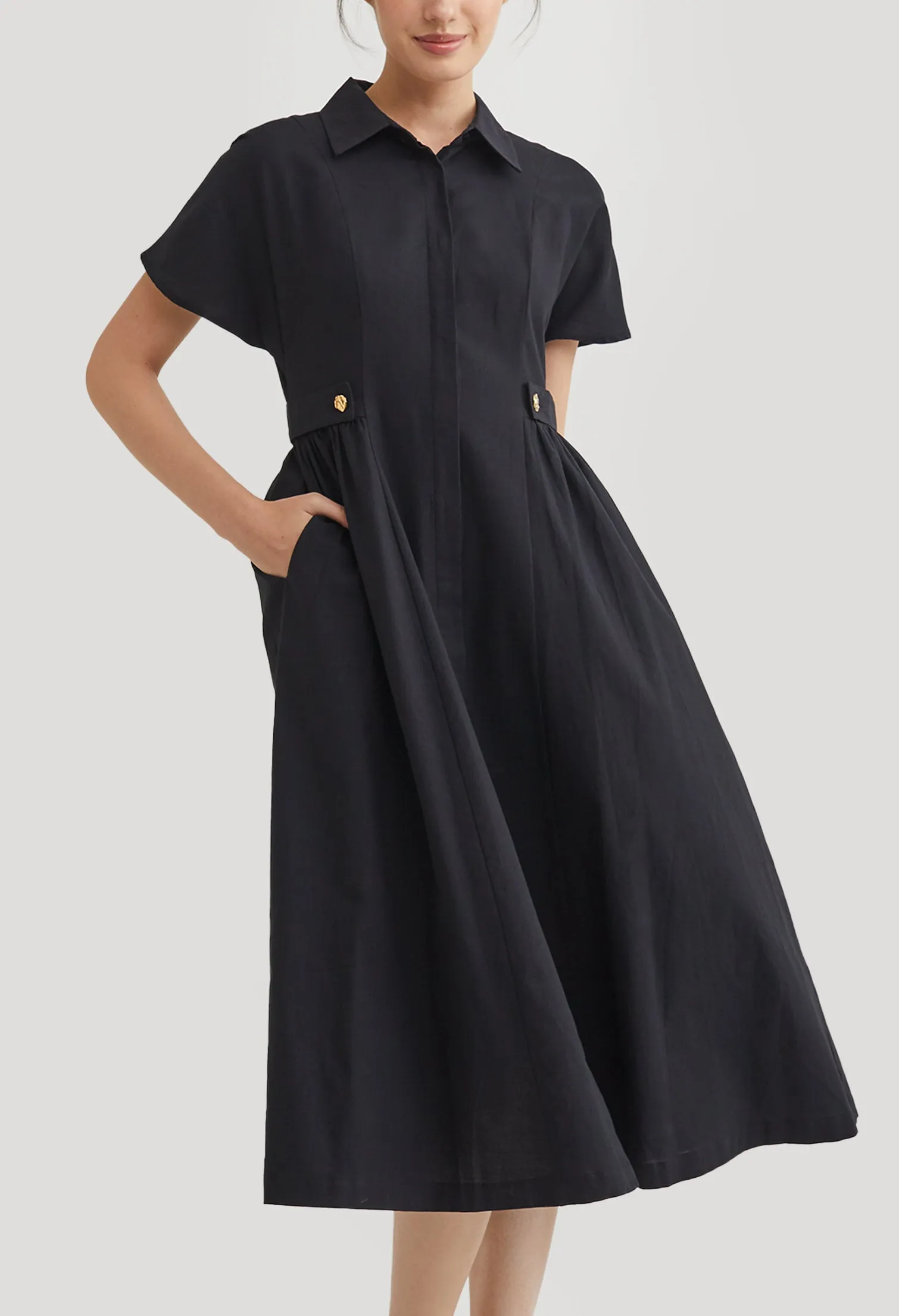 Poppins Button Down Midi Dress