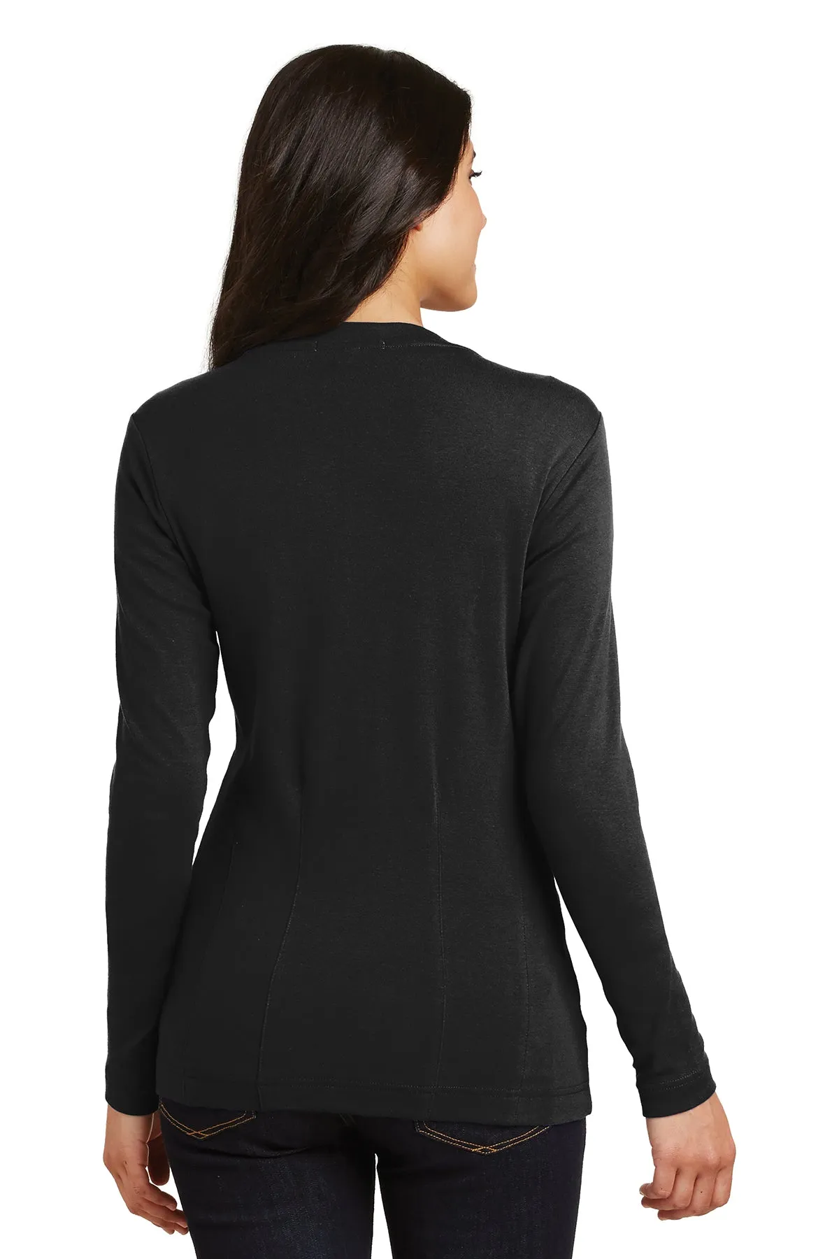 Port Authority Ladies Modern Stretch Customized Cotton Cardigans, Black