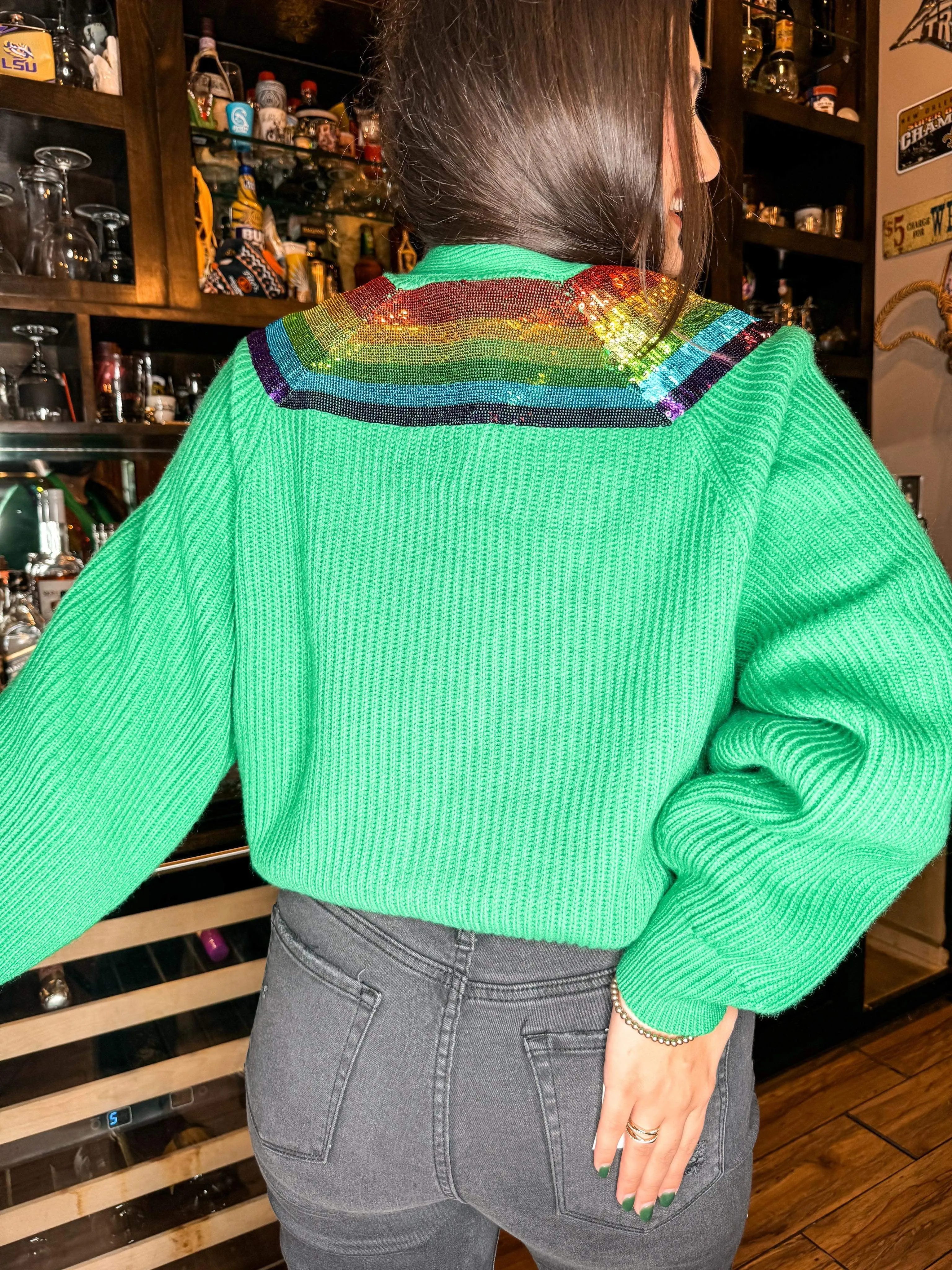 Queen Of Sparkles Green Pot Of Gold Cardigan