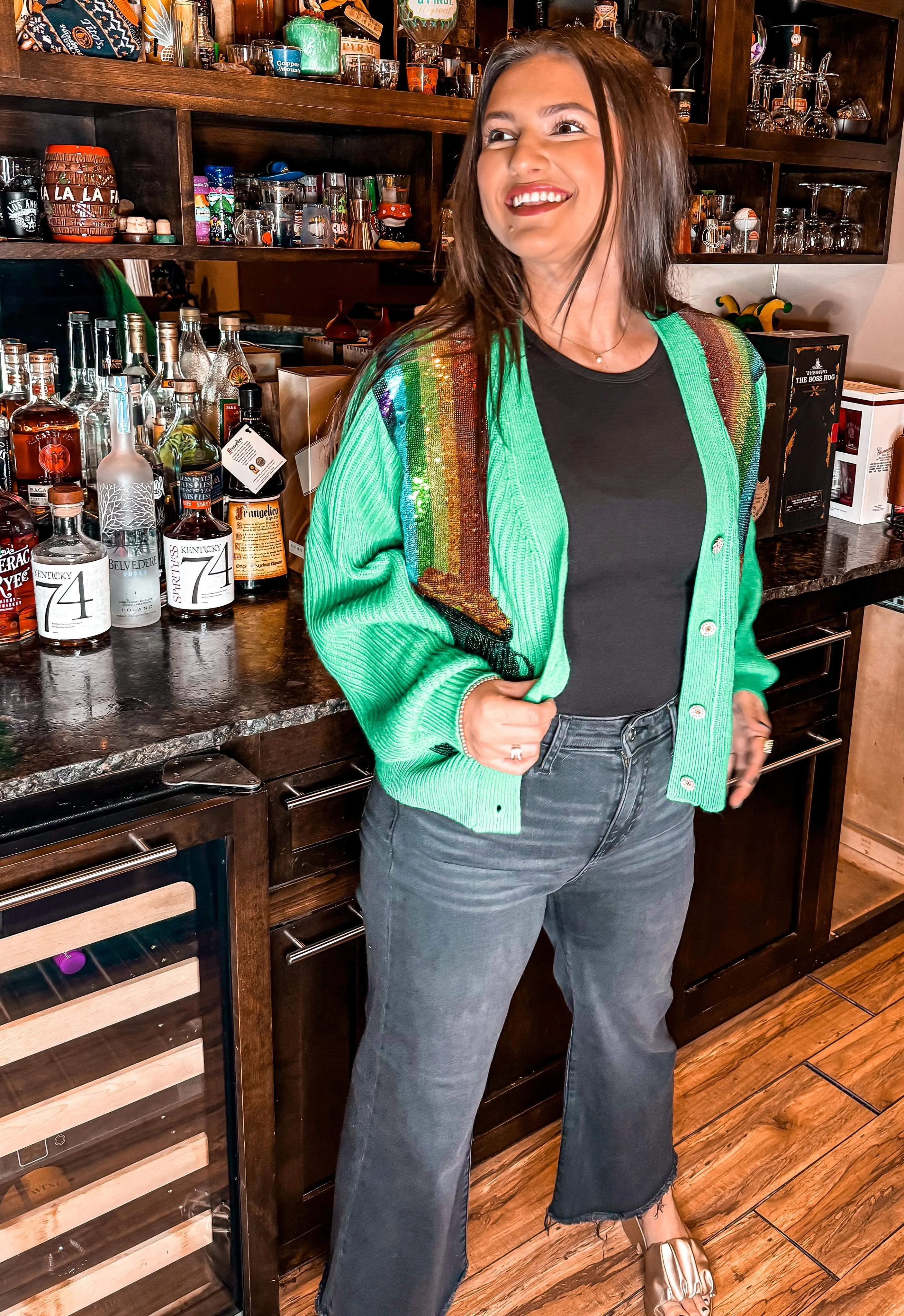 Queen Of Sparkles Green Pot Of Gold Cardigan