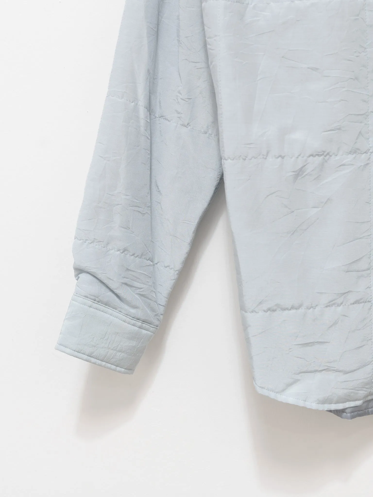 Quilted Light Silk Cotton Shirt - Light Blue