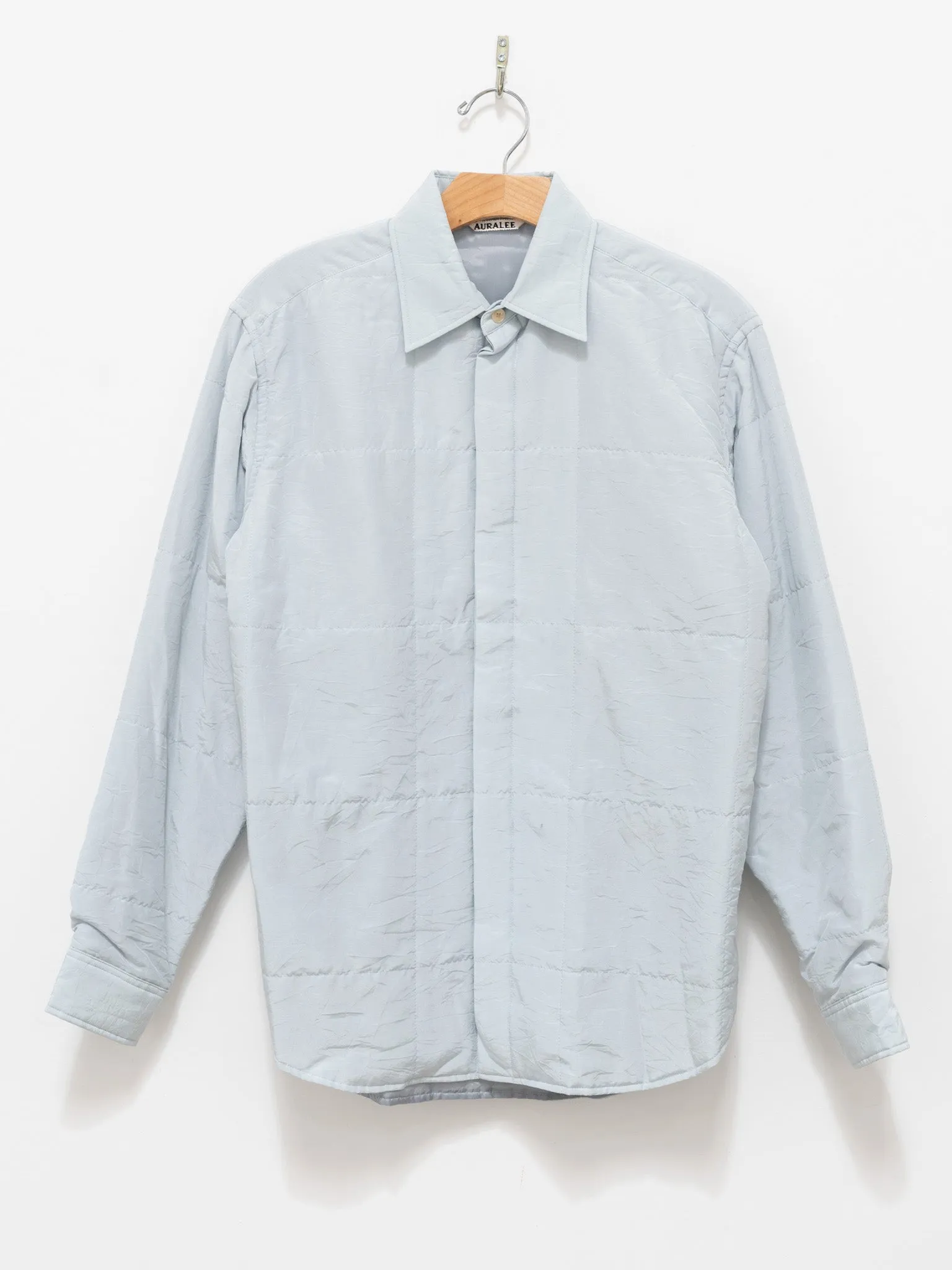 Quilted Light Silk Cotton Shirt - Light Blue