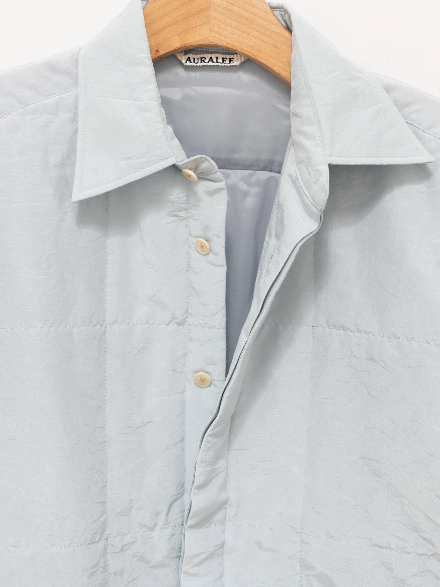 Quilted Light Silk Cotton Shirt - Light Blue