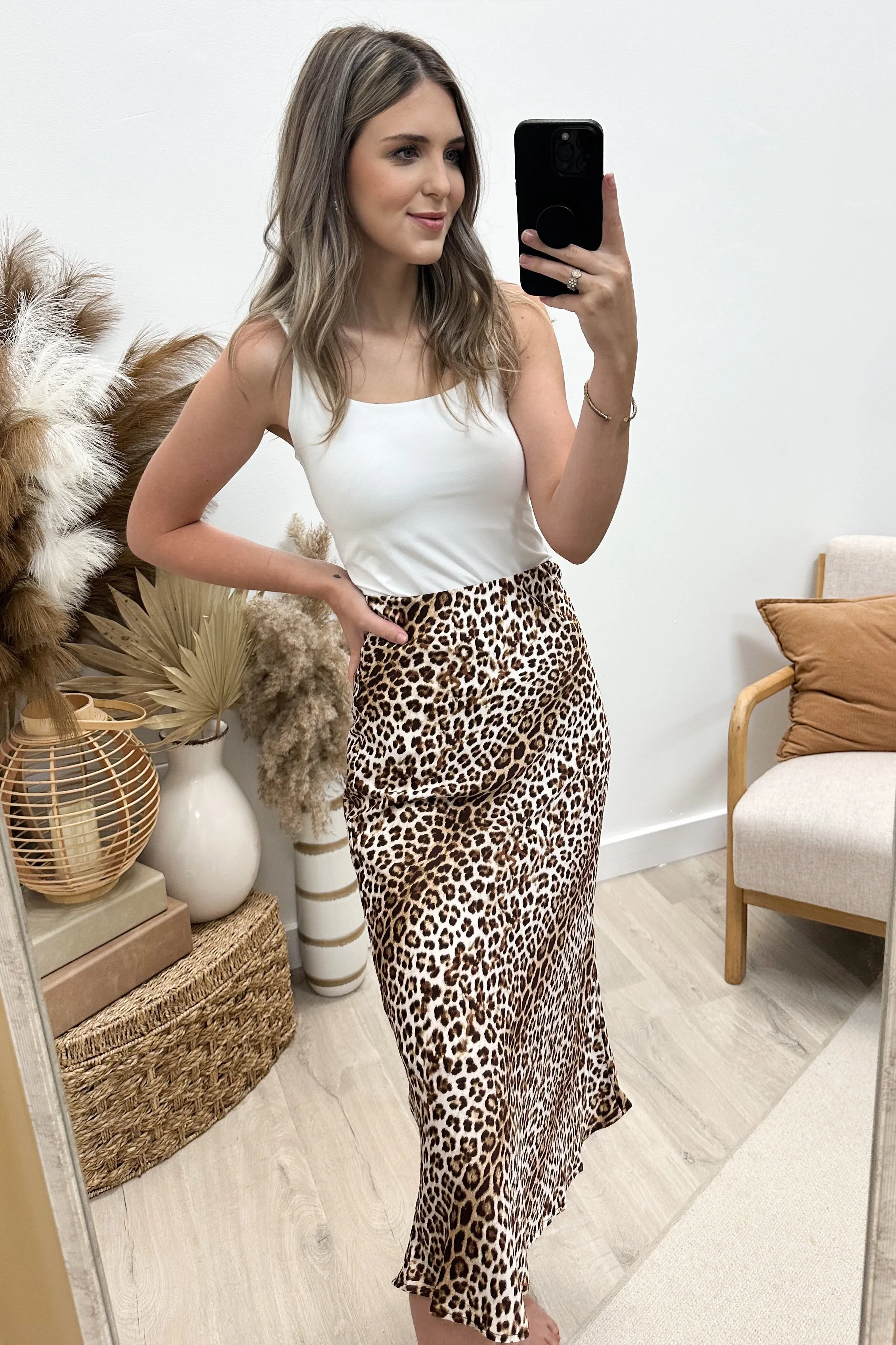 "Beautifully Fierce" Midi Skirt (Leopard)