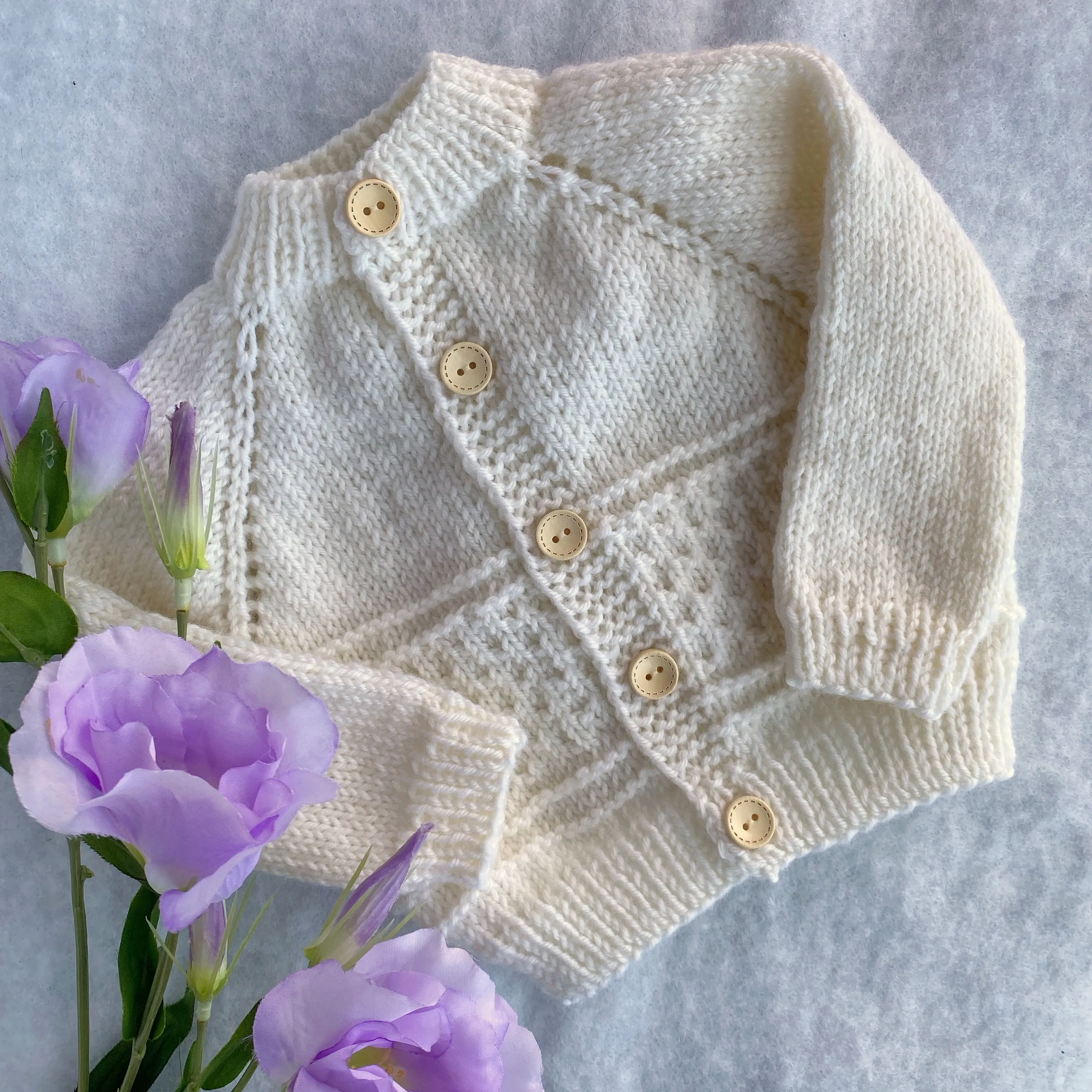 "Kinzie" patterned merino baby cardigan