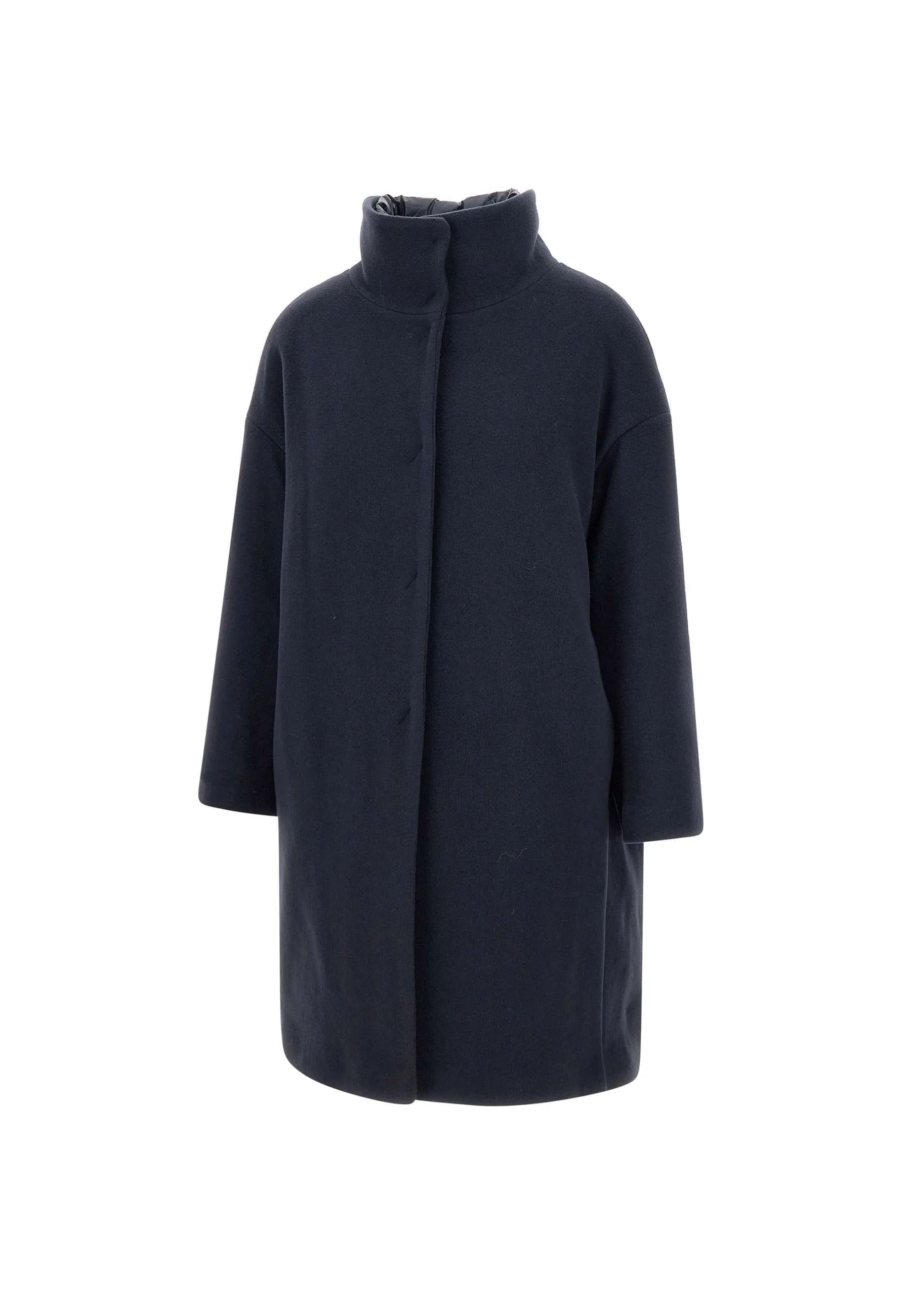 Resort Navy Blue Wool Down Coat