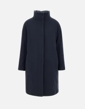 Resort Navy Blue Wool Down Coat