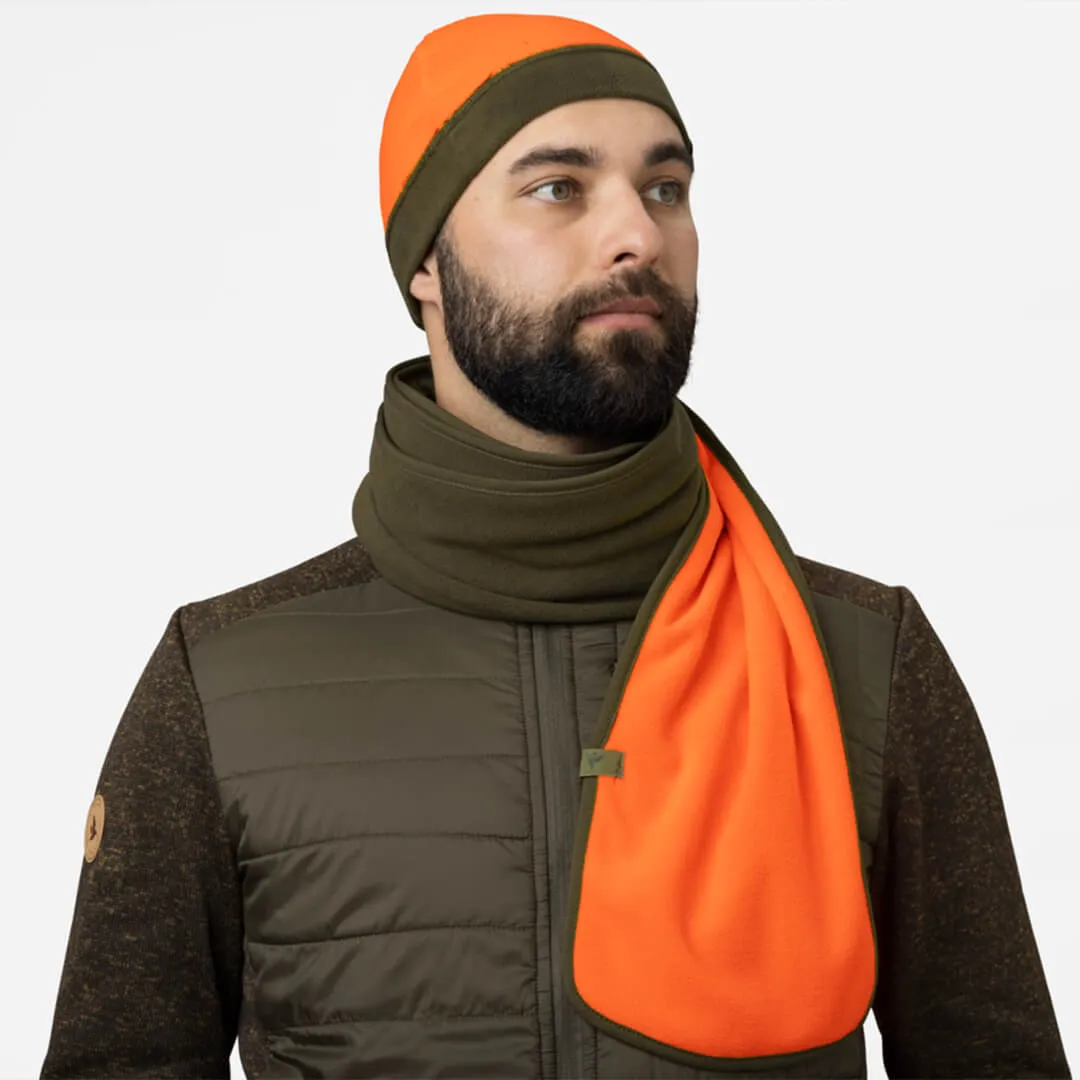 Reversible Fleece Scarf - Pine Green/Hi-Vis Orange by Seeland