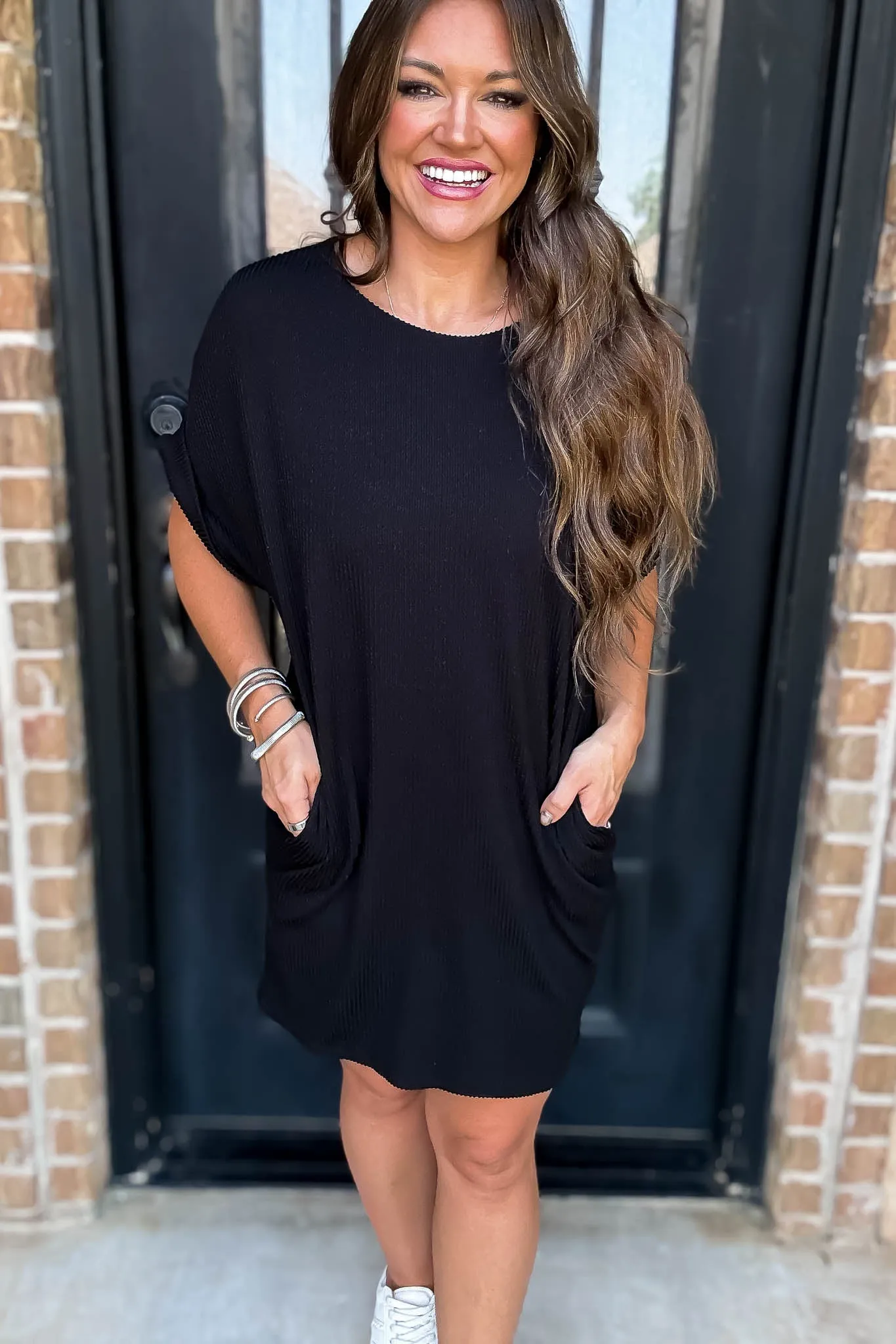 Ribbed Black Knit Dress