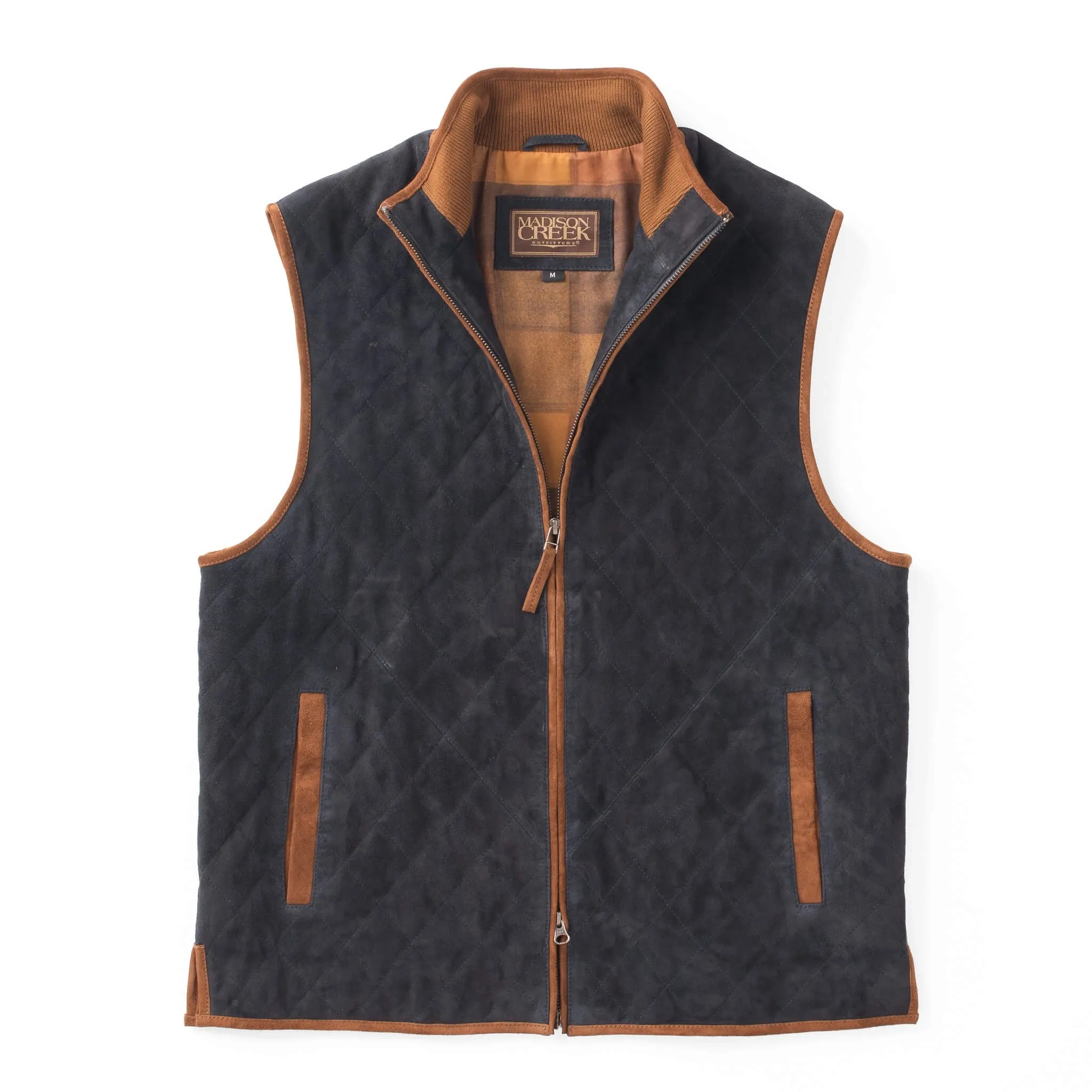 RIDGELAND QUILTED GOAT SUEDE VEST - DARK NAVY