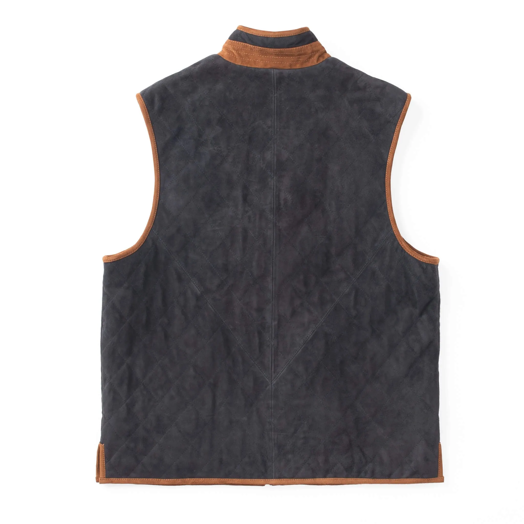 RIDGELAND QUILTED GOAT SUEDE VEST - DARK NAVY