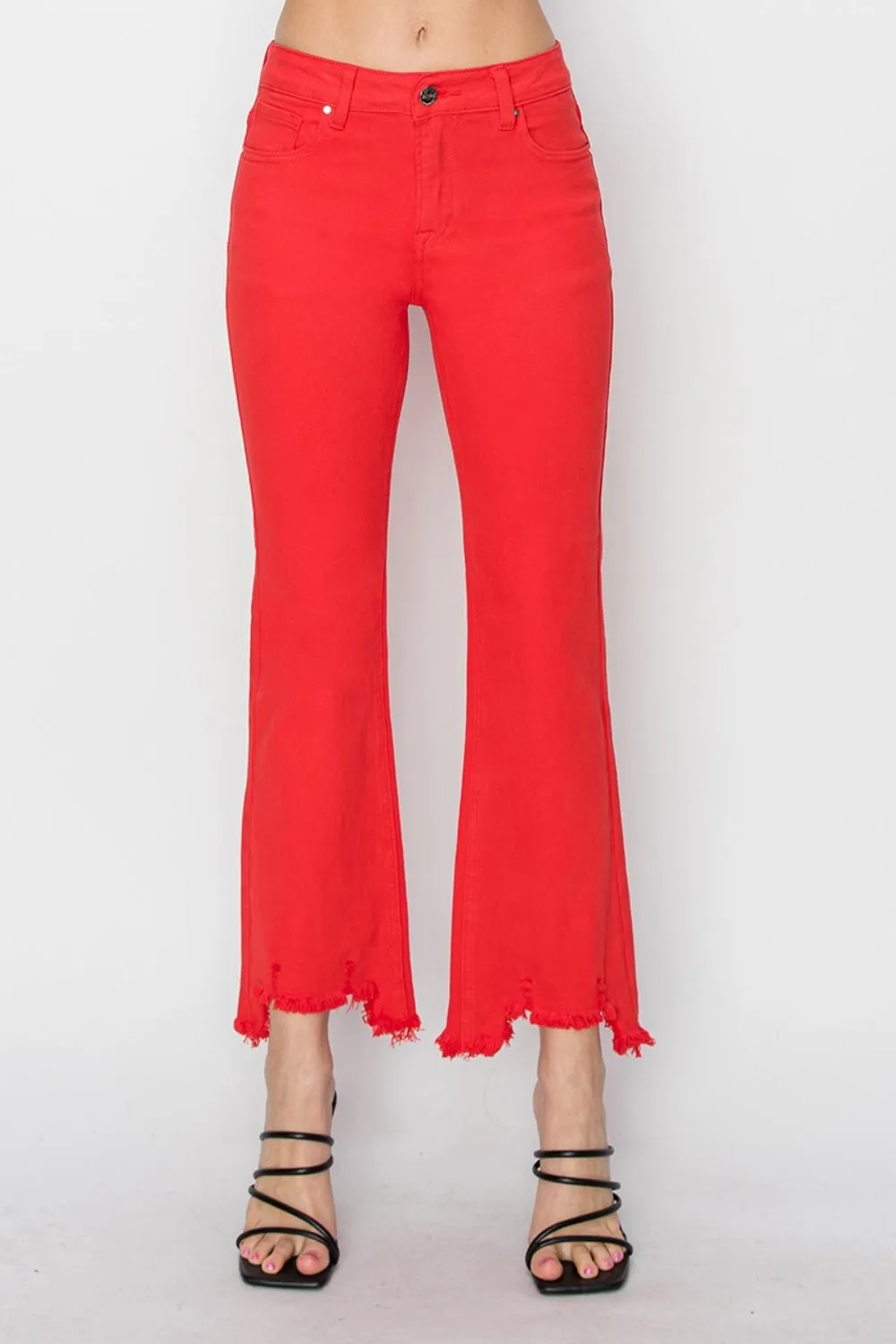 RISEN Mid Rise Step Hem Cropped Pants