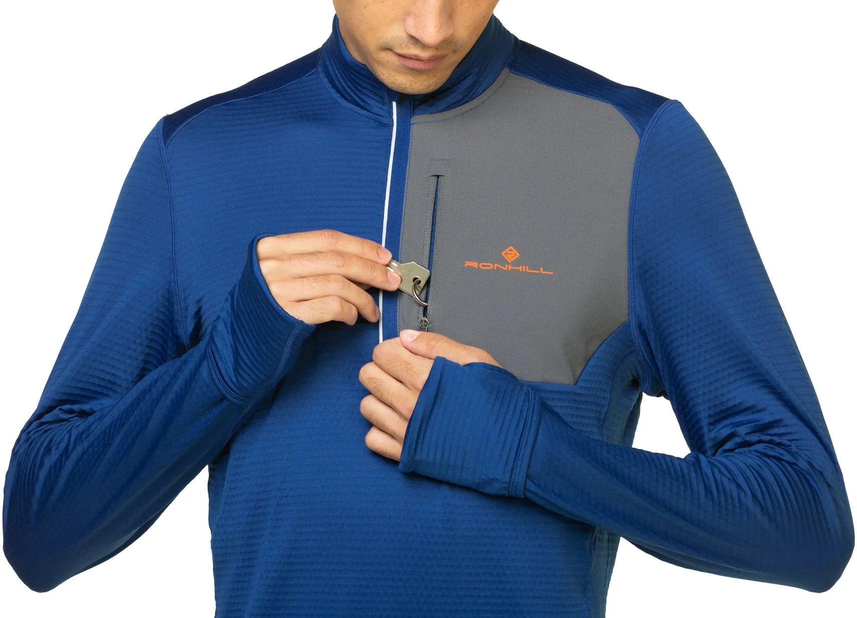 Ronhill Tech Winter Half Zip Long Sleeve Mens Running Top - Blue