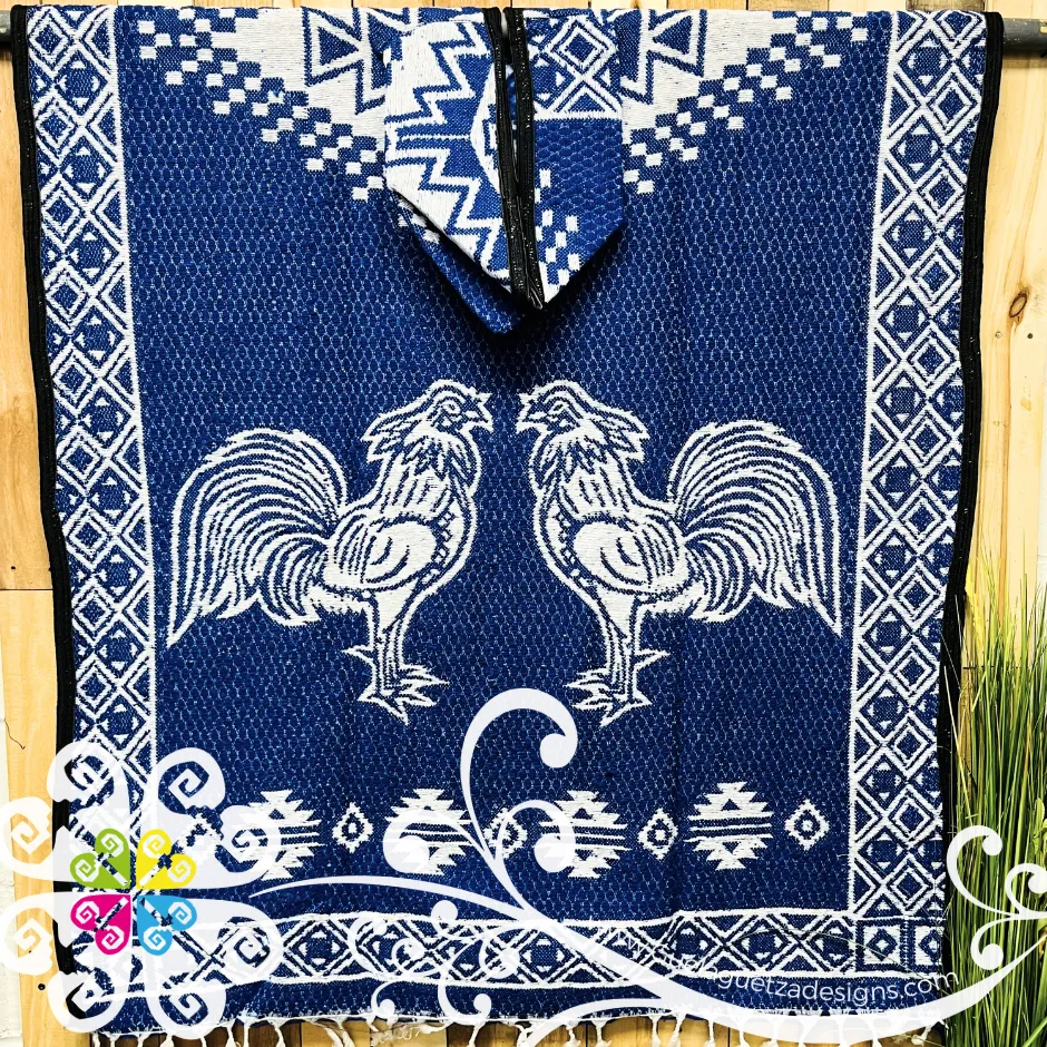 Royal Blue Gaban - Men Poncho with Hoodie