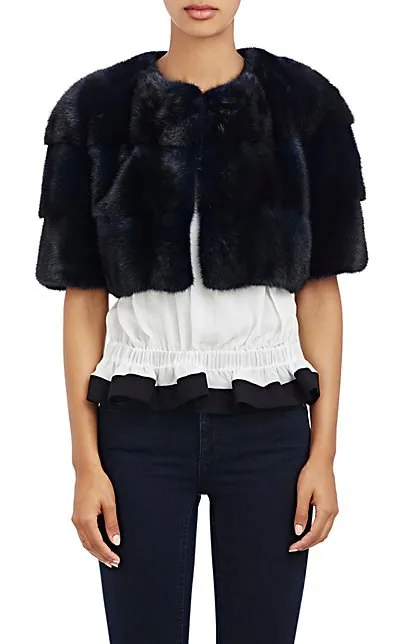 Sarah Mini Mink Fur Jacket Nero