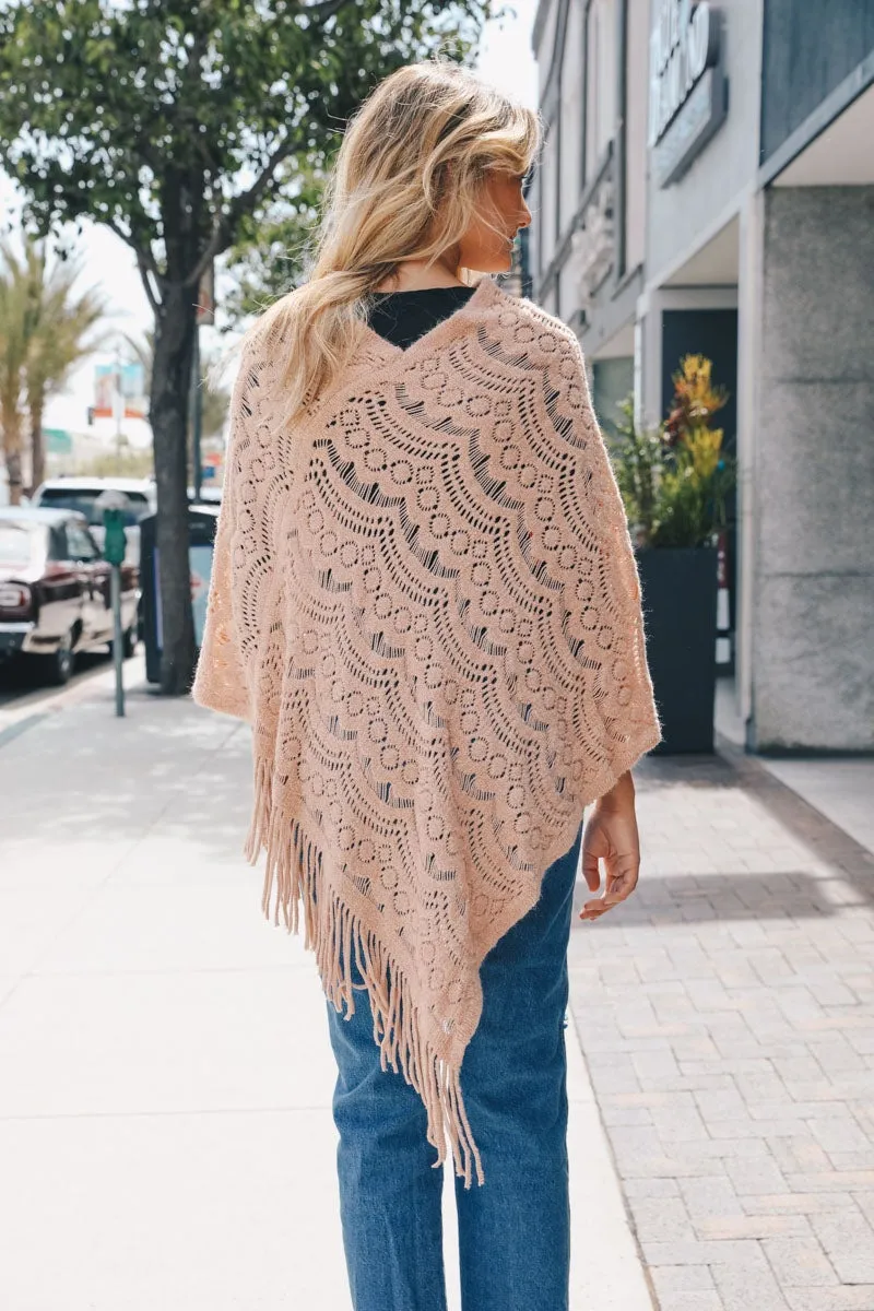 Scallop Lace Knit Poncho