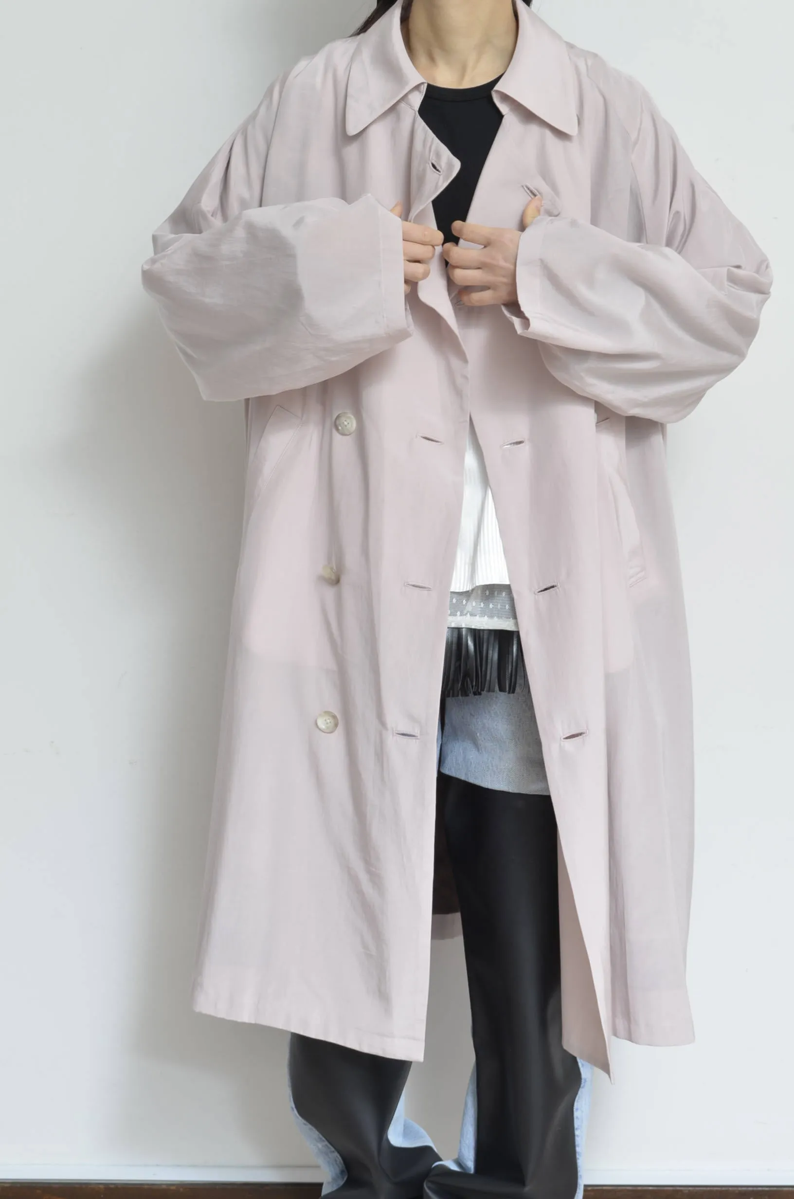 SCARF-LINED TRENCH COAT/PINK/01