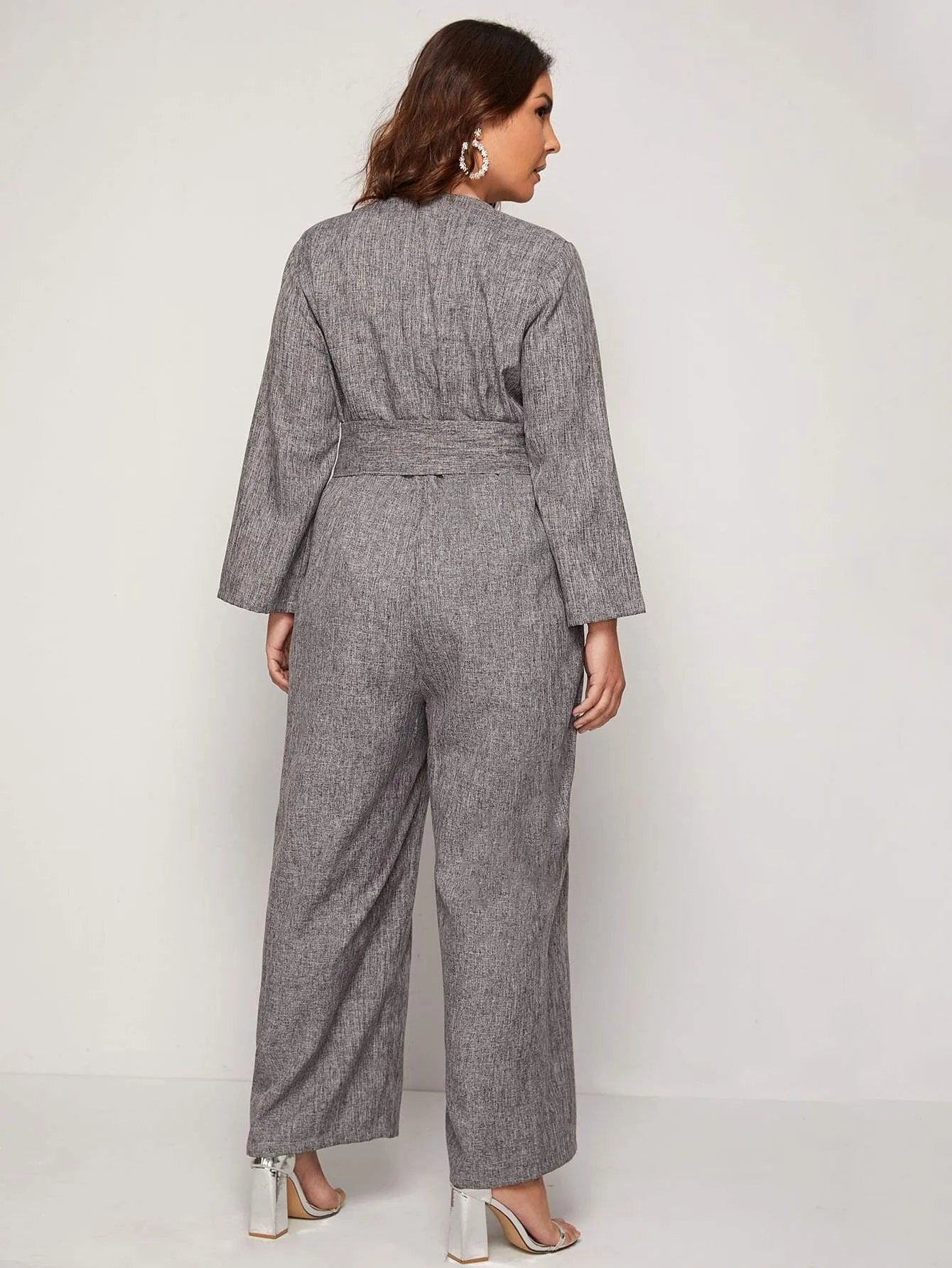 Self Belted Wide Leg Jumpsuit