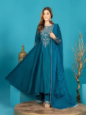 Sha Posh Chambray Katan Frock Suit - Deep Aqua