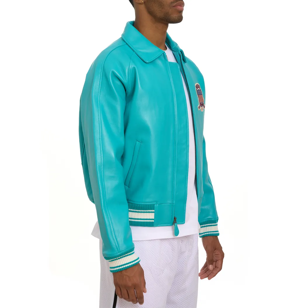 Shop Best High Sale Avirex Fashion Aviator Bomber Turquoise Leather Jackets For Sale