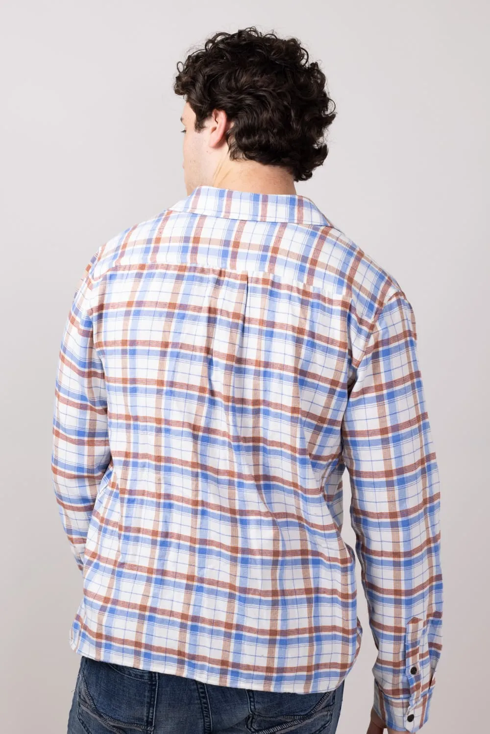 Simply Southern Plaid Button Up Shacket for Men in Brown Plaid | PP-0224-MN-SHKT-BRNPLD