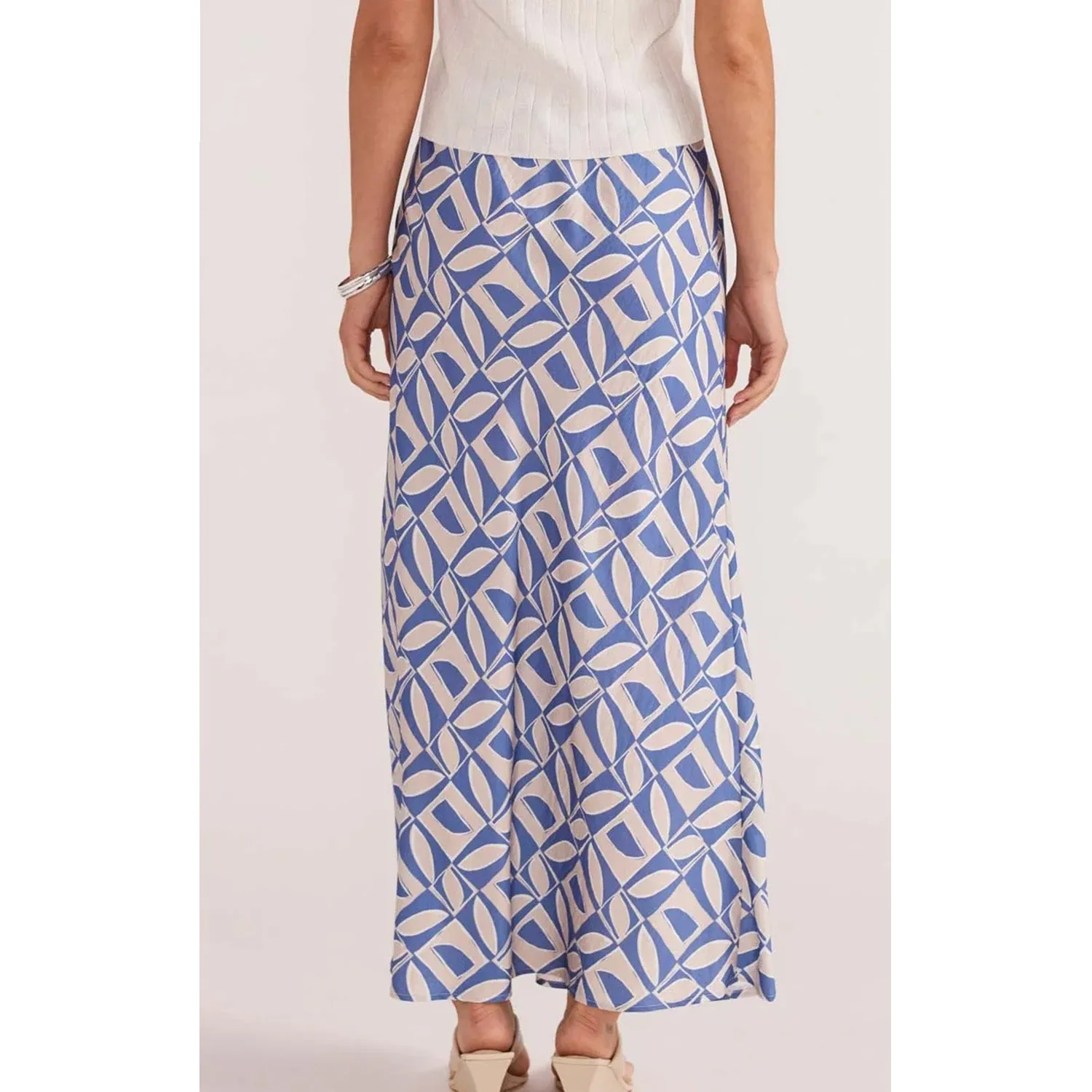 Skirt Alto Bias Midi - Blue Geo