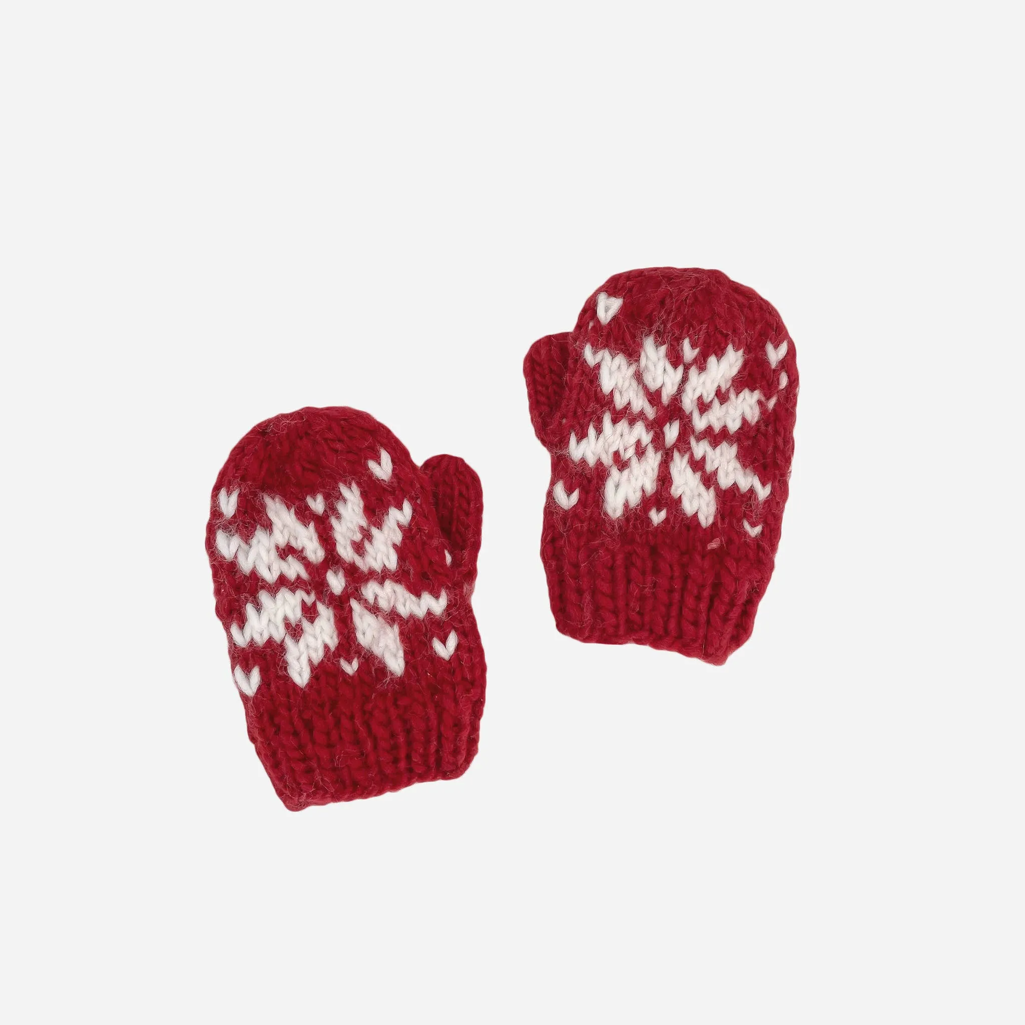 Snowflake Mittens, Red