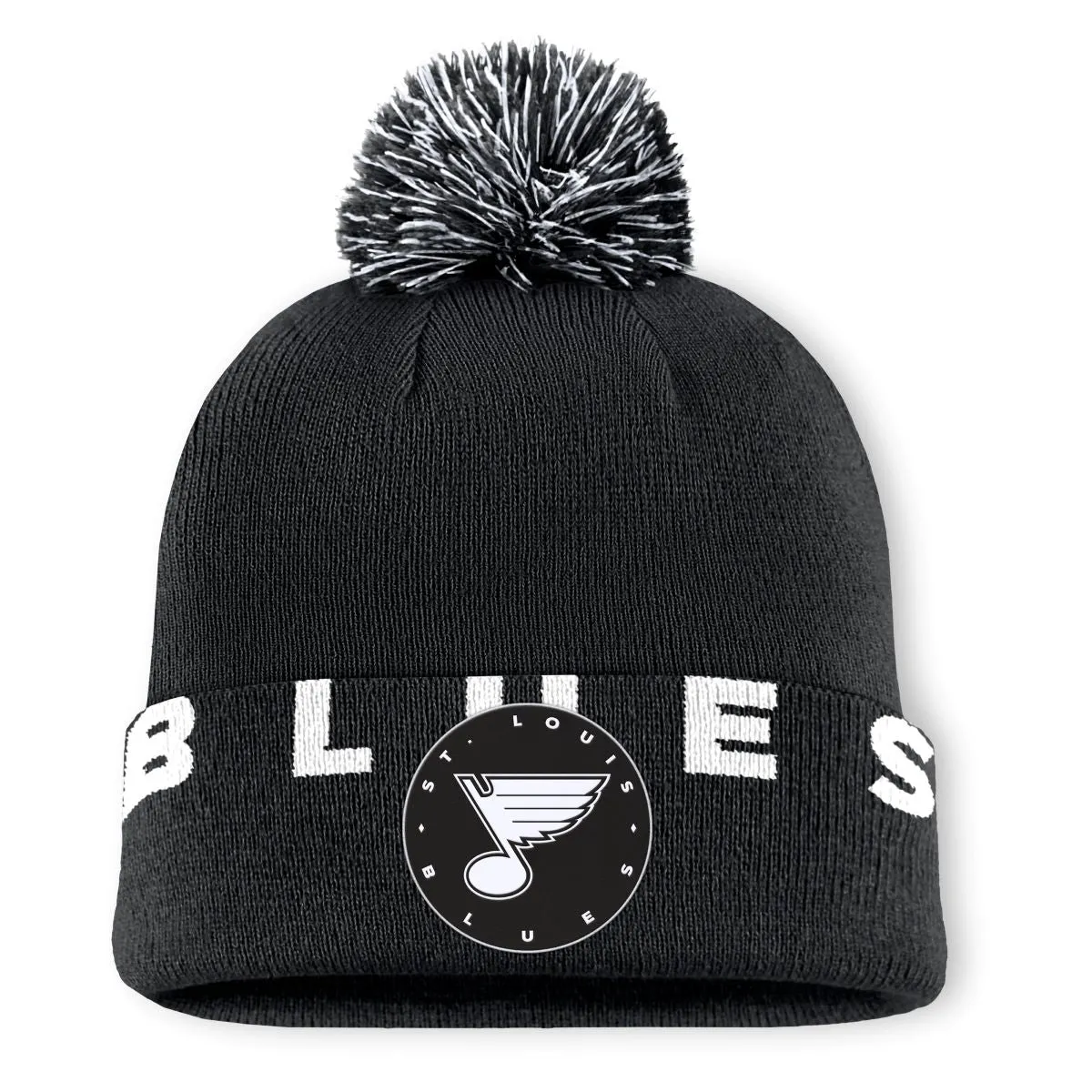 ST. LOUIS BLUES FANATICS CIRCLE HIGH STICK POM KNIT - BLACK