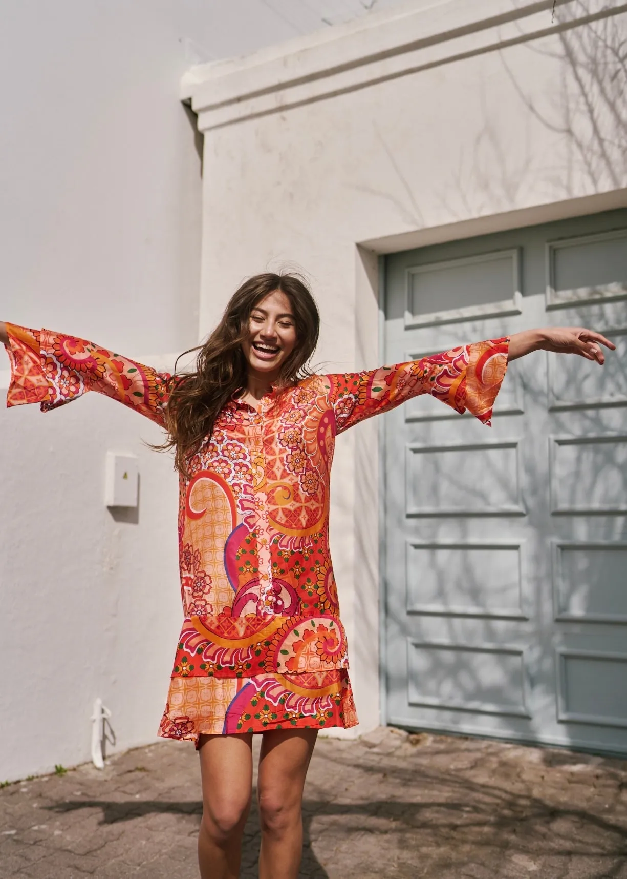 Symphony Dress With Paisley Print In Orange