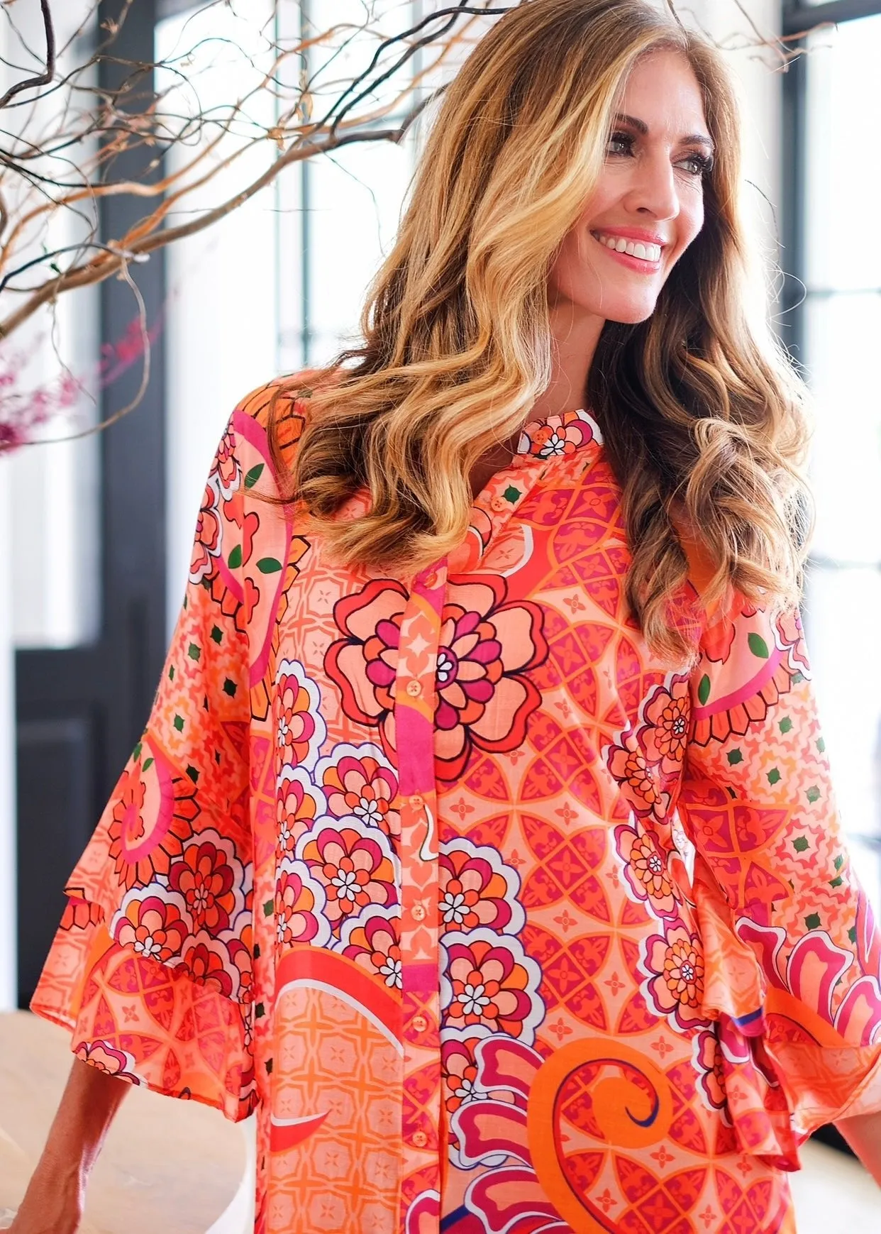 Symphony Dress With Paisley Print In Orange